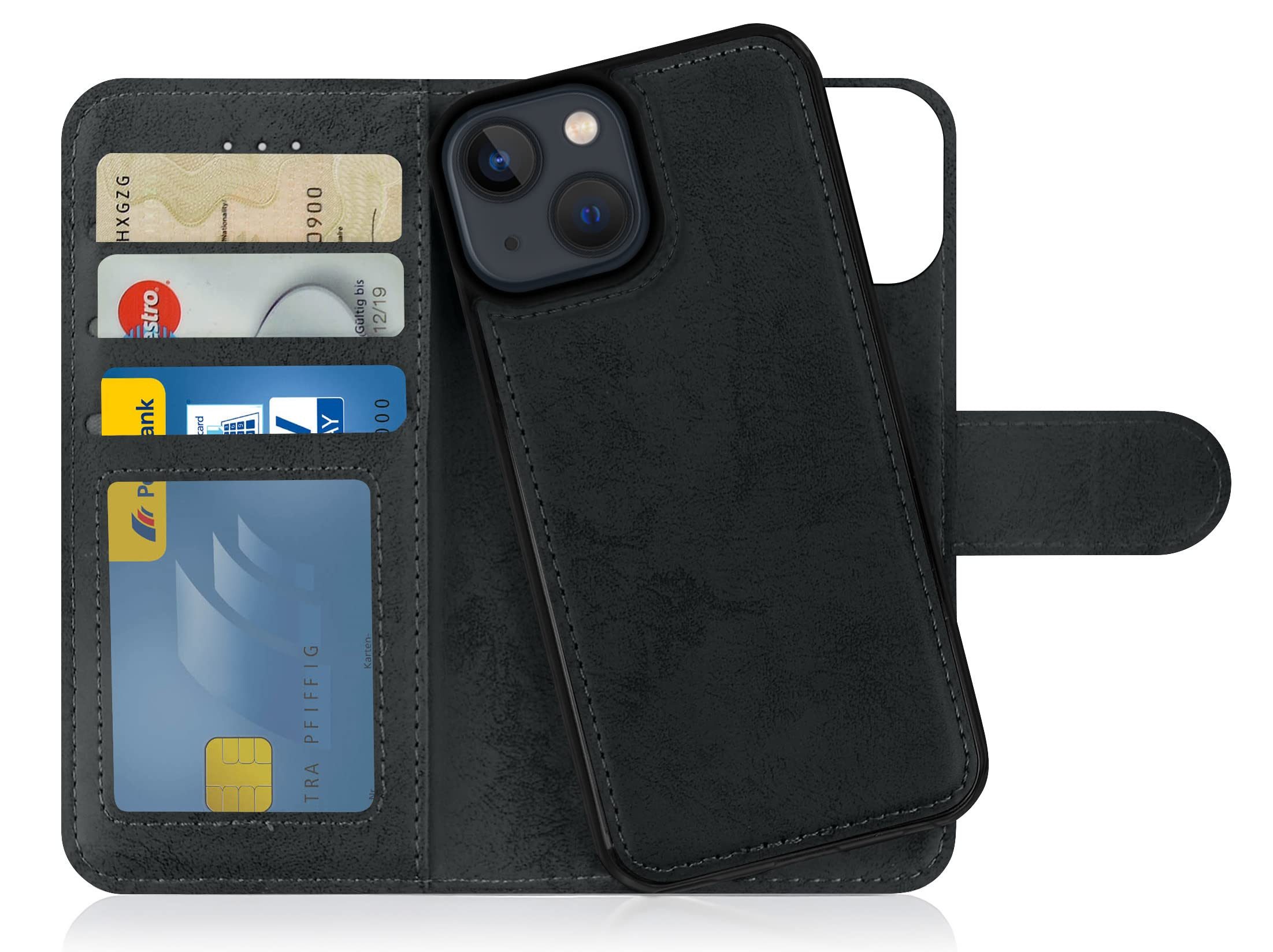 MyGadget Handyhülle Flip Case Klapphülle für für Apple iPhone 13 Mini, Magnetische Hülle aus Kunstleder Klapphülle Kartenfach Schutzhülle