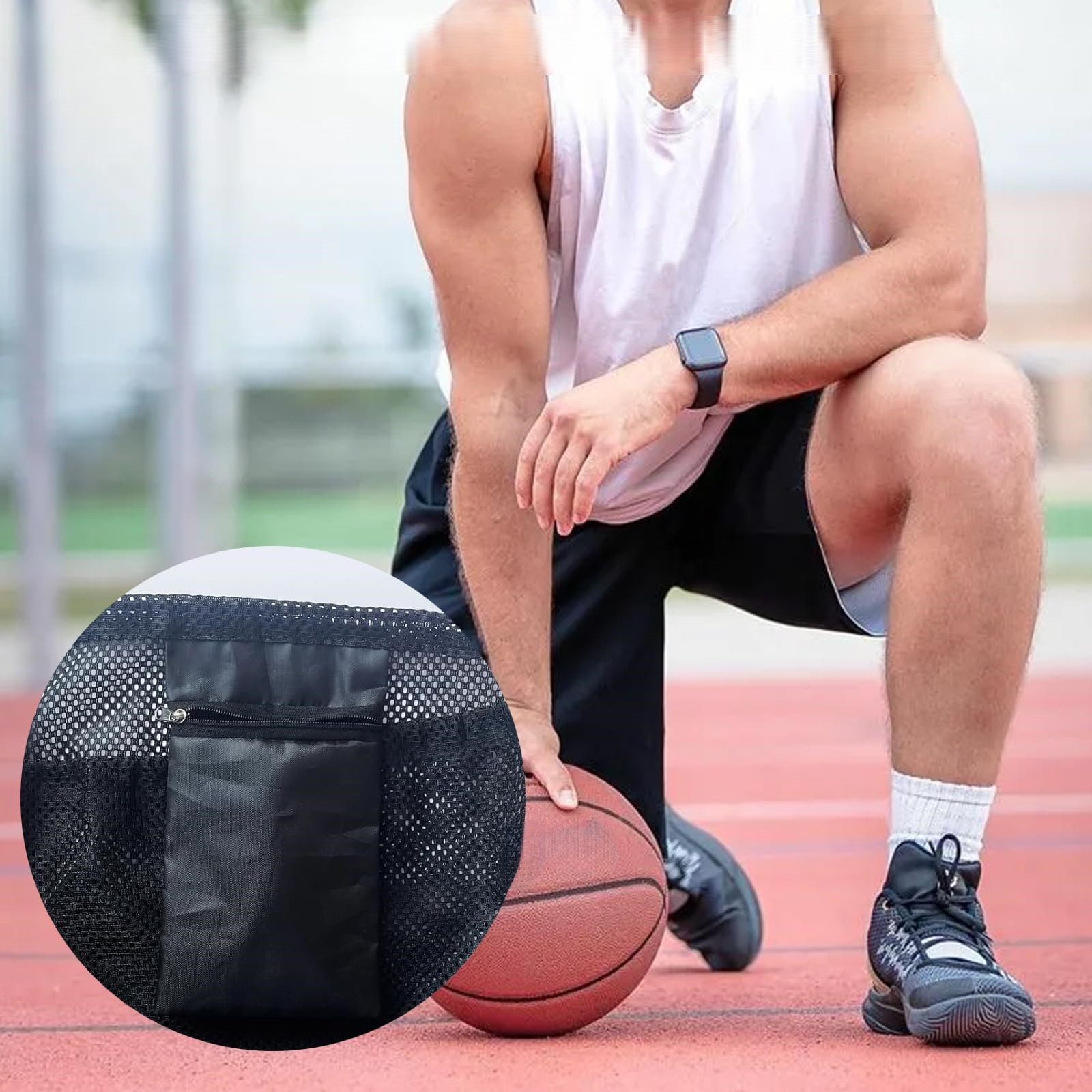 FOUORTUNATE-BEE Balltasche Universal Balltasche Tragbare Balltasche Netz mit Karabiner (für Fußball, Basketball, Volleyball und Handball, Geschenk für Kinder Jungen & Erwachsene)