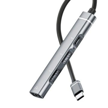 Bolwins K22 4-Port Typ-C auf USB Hub 2.0 + 3.5mm AUX Splitter Laptop PC Handy Computer-Adapter