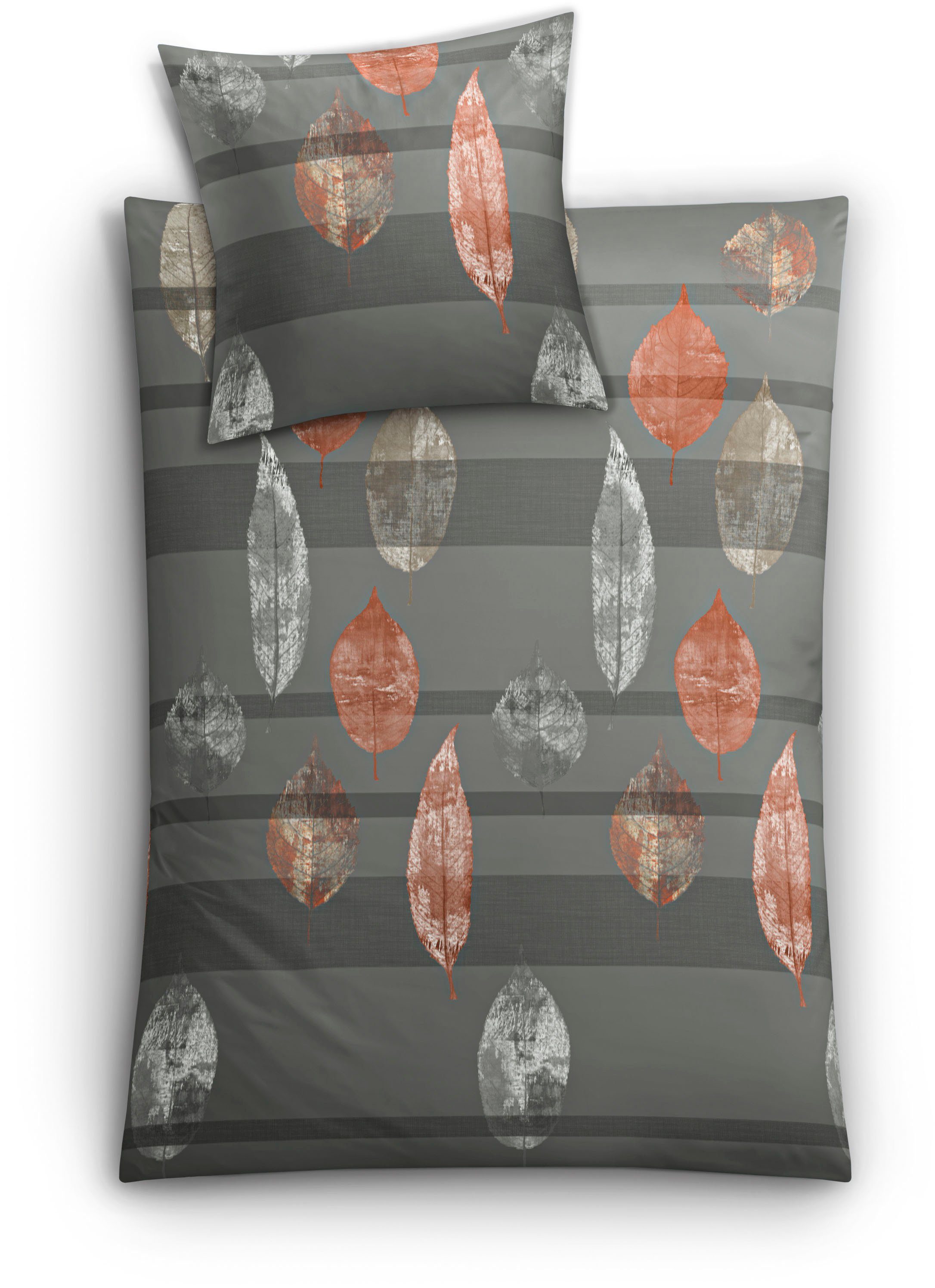 Kleine Wolke Bettwäsche Laurus, Mako-Satin, 2 teilig, mit Blättern