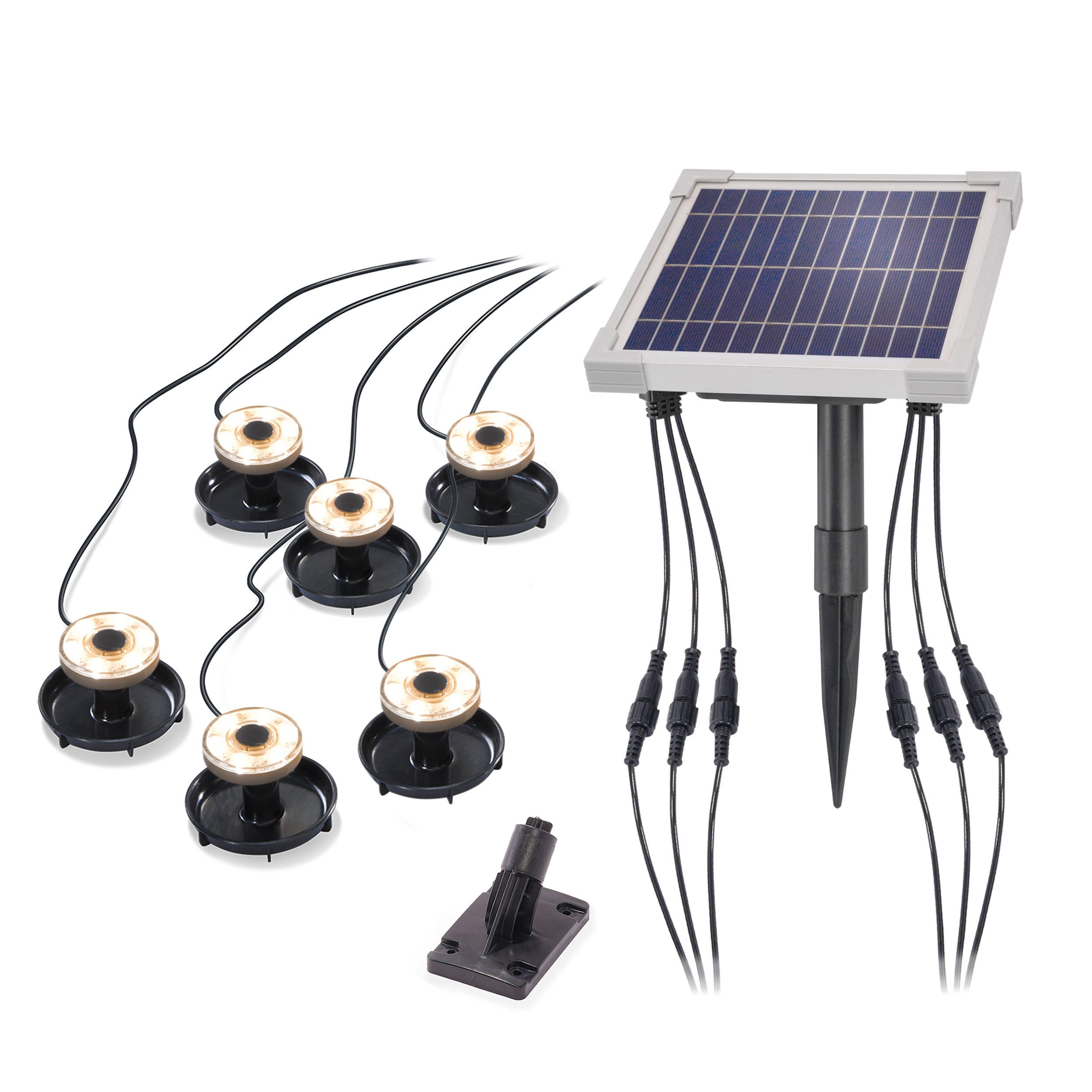 esotec LED Teichleuchte Solarstrahler Multispot Basic mit 6 Spots warmweiß