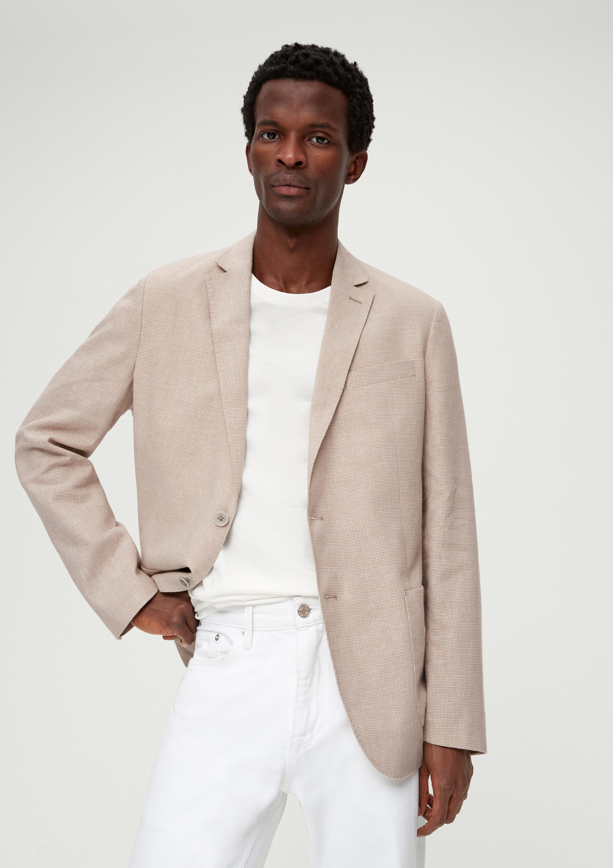s.Oliver Sakko Indoor-Sakko S.OCLEVER Slim: Leinen-Sakko mit Karomuster