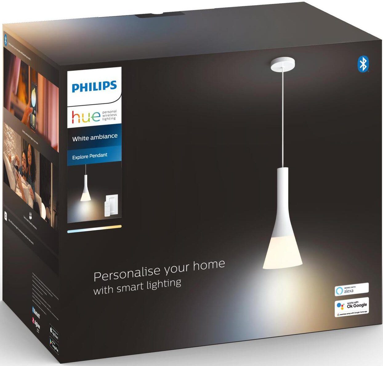 Philips Explore, Dimmfunktion, Hue LED Leuchtmittel wechselbar, Warmweiß Pendelleuchte