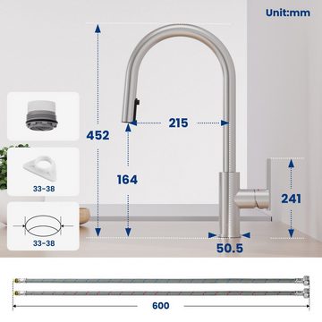 CECIPA Küchenarmatur Küchenarmatur 306° drehbar ausziehbarer Spültischarmatur