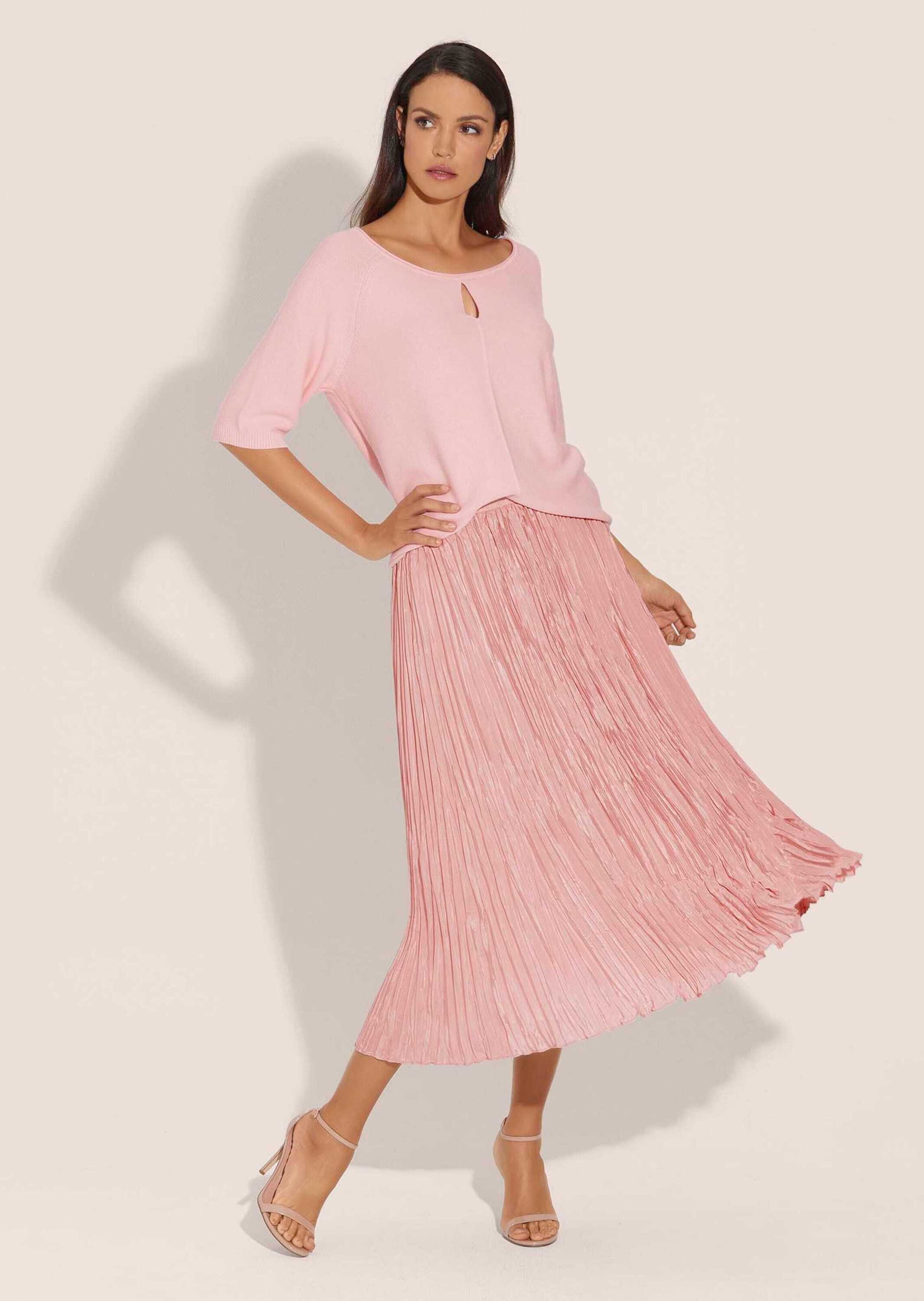 MADELEINE Maxirock Maxi-Rock mit Crash-Plissee Langer Rock mit Saumkante und Komfortbund