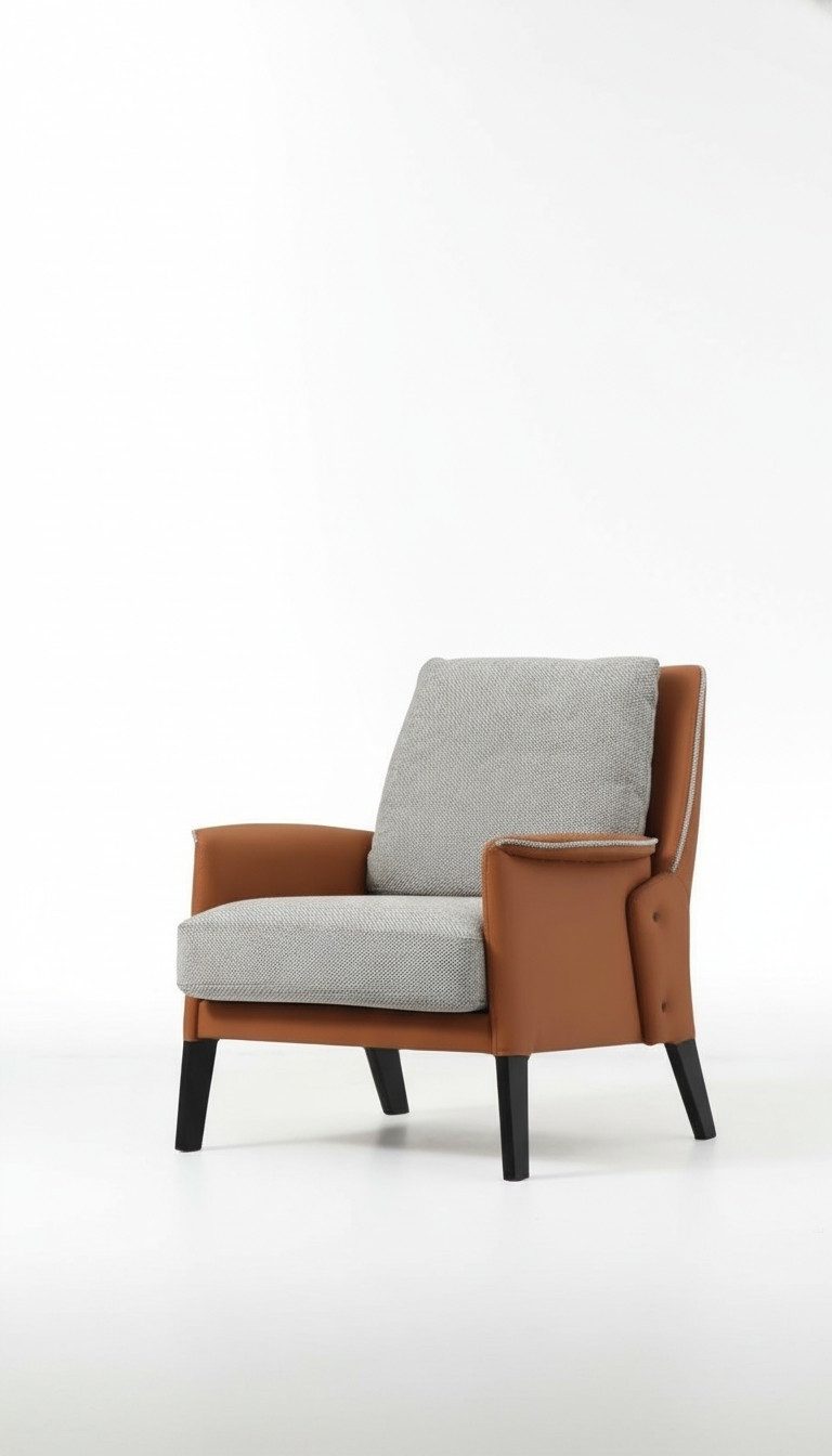 Xlmoebel Ohrensessel Cocktailsessel Stoff Wohnzimmer Orange Modern Grau (1-St., Cocktailsessel Stoff Orange), Made in Europa