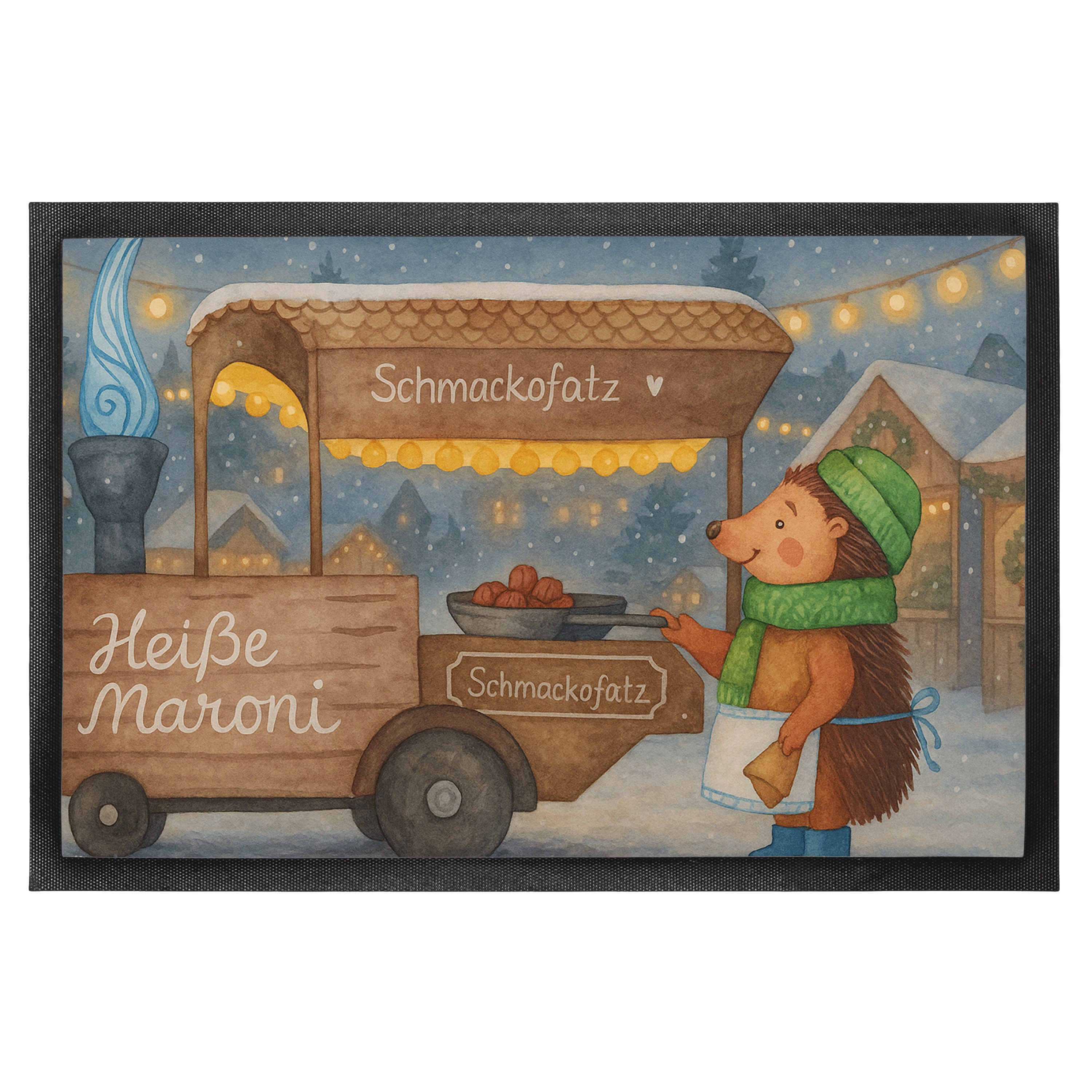 Mr. & Mrs. Panda Fußmatte Igel Maronen Design, Schmutzmatte 40 x 60 cm, Weiß, Duft, Weihnachtsm, rechteckig, Höhe: 40 mm, Schmutzfänger außenmatte Bodenvorleger