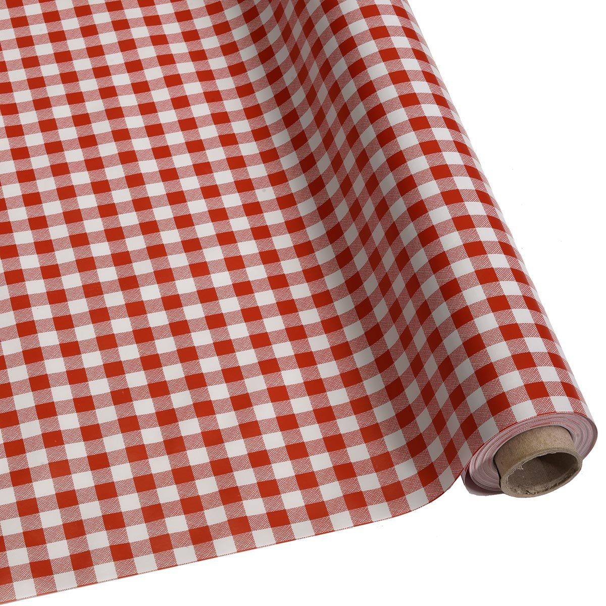 DéVa Tischdecke Wachstuchtischdecke "kariert rot" in 1,4m Br. Tischdecke PV günstig online kaufen