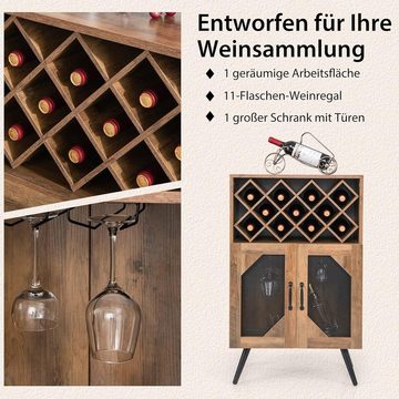 KOMFOTTEU Weinregal Weinbarschrank, mit Glashalter, aus Holz