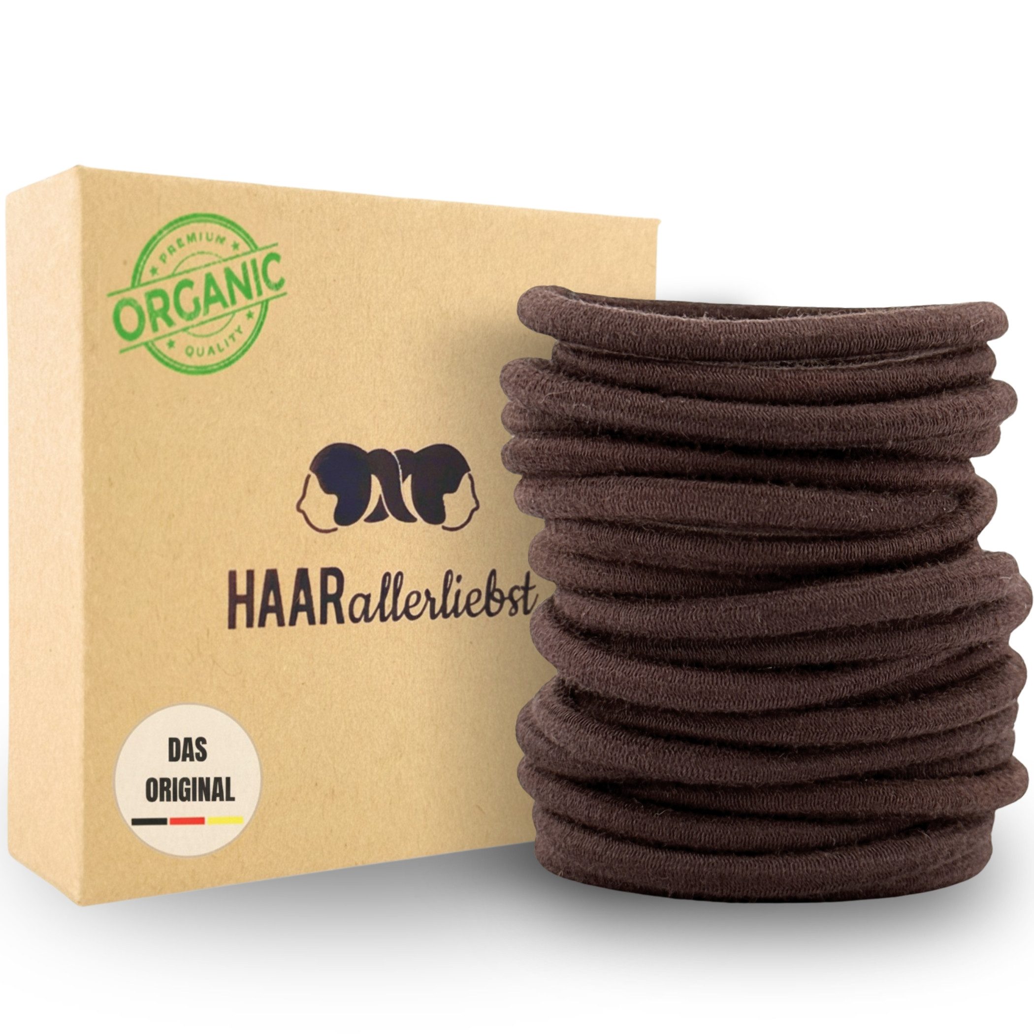 HAARallerliebst Haargummi Bio Резинки для волос Normal, Spar-Set, 20-tlg., Farbe schwarz, 5cm
