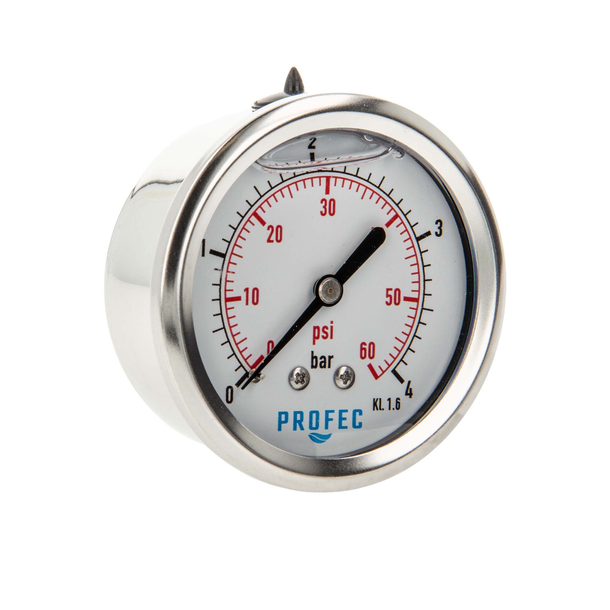 Profec Heizkörper Manometer Glyzeringefüllt, Ø 63 mm, 1/4 Zoll Anschluss