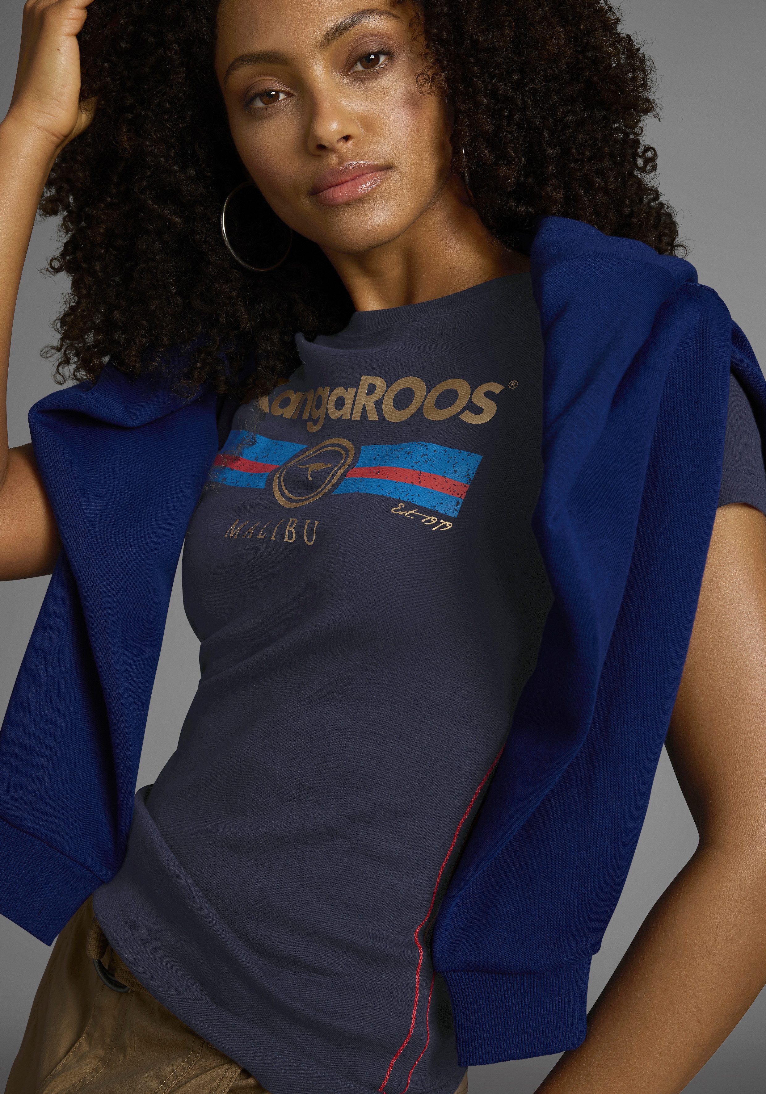KangaROOS T-Shirt Kurzarm, unifarben und bedruckt, Rundhalsausschnitt günstig online kaufen