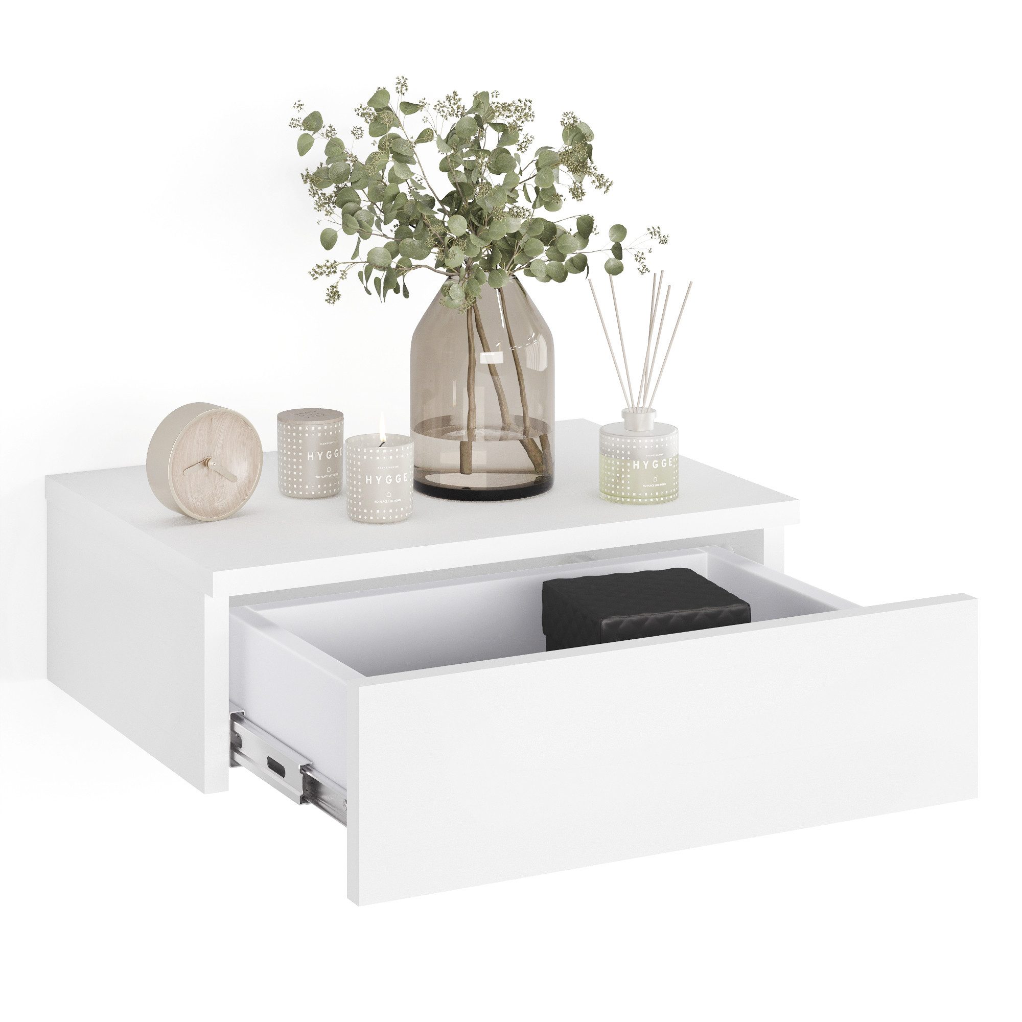KOMTO Wandregal mit Schublade Monaco - Nachttisch Hängend Wandmontage, Wand günstig online kaufen