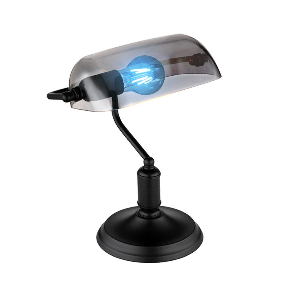 GLOBO LIGHTING Schreibtischlampe, Leuchtmittel inklusive, Warmweiß, Farbwechsel, Bankerlampe Tischleuchte RGB LED Fernbedienung Schreibtischlampe Rauch