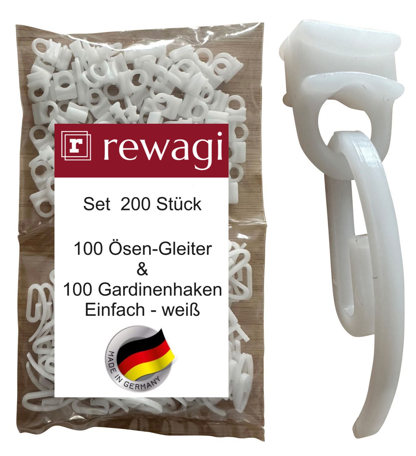 rewagi Gardinengleiter 100 Steckhaken - Gardinenhaken & 100 Ösengleiter CIE günstig online kaufen