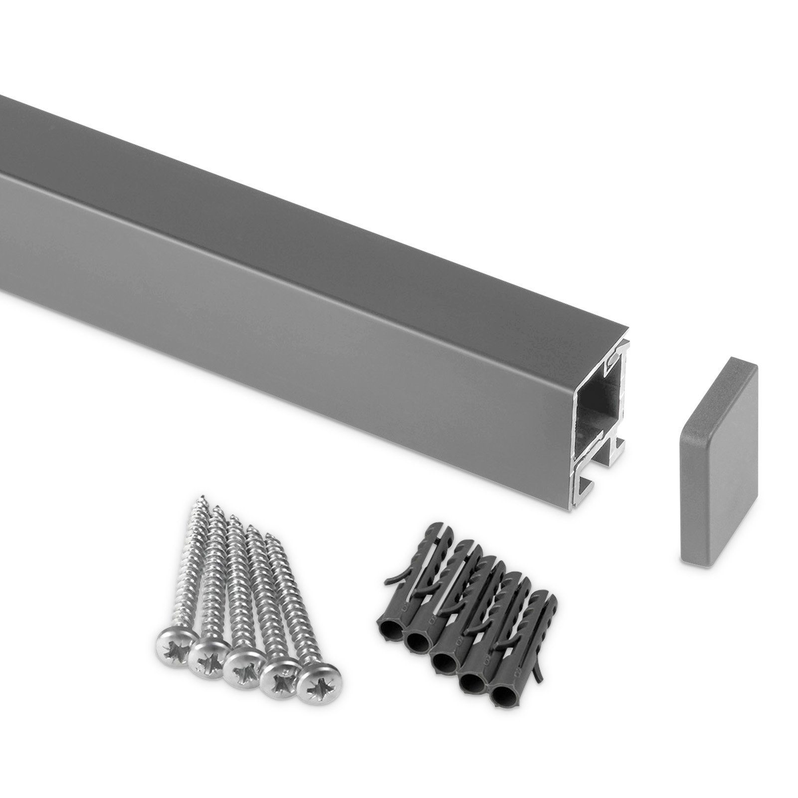 Kesseböhmer Küchenorganizer-Set Linero style Küchenreling 600 - 1800 mm Edelstahloptik, Profilleiste 1200 mm