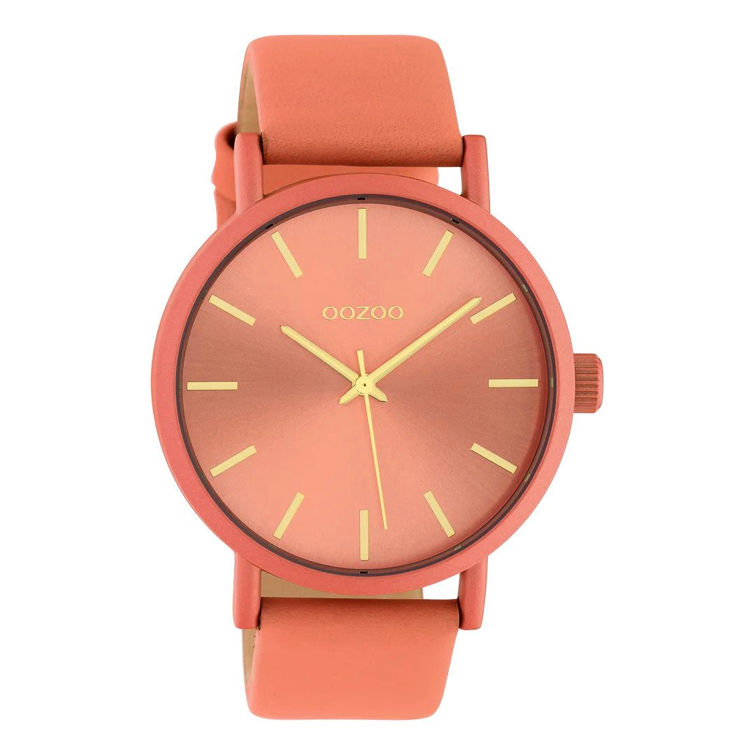 Quarzuhr Damenuhr C10447 Pfirsichfarben Lederband 42 mm C10447