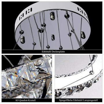AUFUN Kronleuchter Moderne Kristall LED Hängelampe, 48W, Kaltweiß-Dimmbar, für Innen