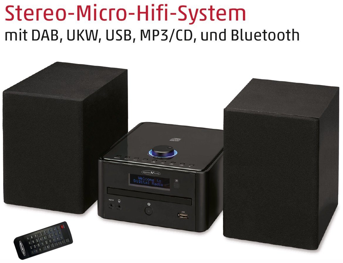 UKW, und USB, MP3/CD, DAB, (DAB/DAB+, mit Microanlage Bluetooth) Radio, HIF79DAB Reflexion W, UKW Stereo-Micro-Hifi-System 80,00