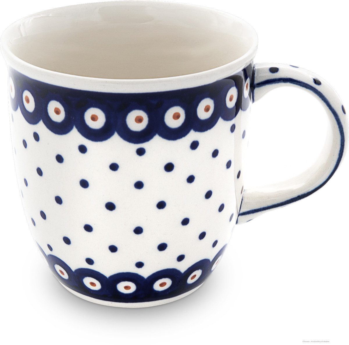 Bunzlauer Keramik Becher Bunzlauer Keramik 350 ml Kaffeebecher Teetasse Pott Ø9,3 cm Dekor 28, Keramik