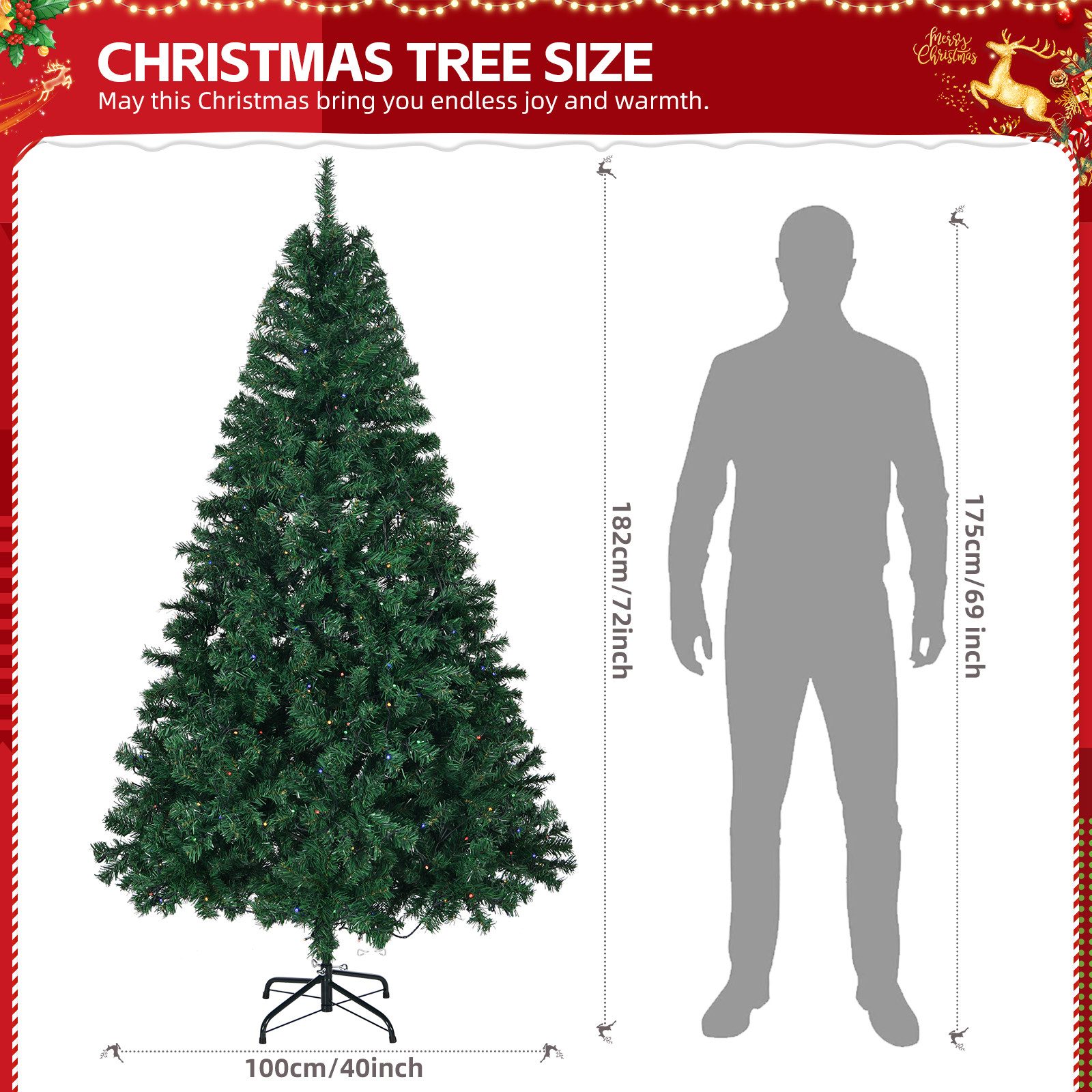 VINGLI Künstlicher Weihnachtsbaum mit Lichtern, 118/400/750/1000/1050 Zweig günstig online kaufen