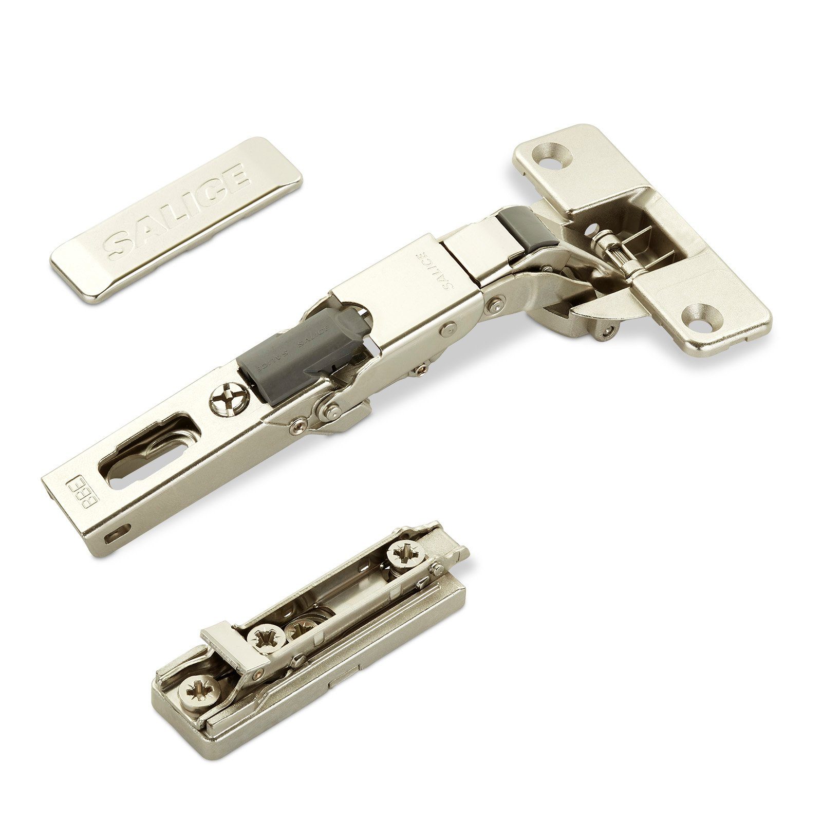 Salice Möbelbeschlag 2er Set Salice Universalscharnier 110° Bohrbild T45-T52 Push (2 St), ohne Feder Nickel matt + MPL + Scharnierarmabdeckung
