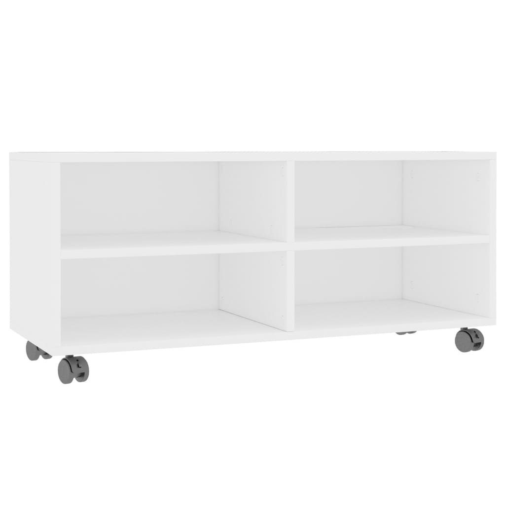 furnicato mit Weiß 90x35x35 cm Rollen Holzwerkstoff TV-Schrank