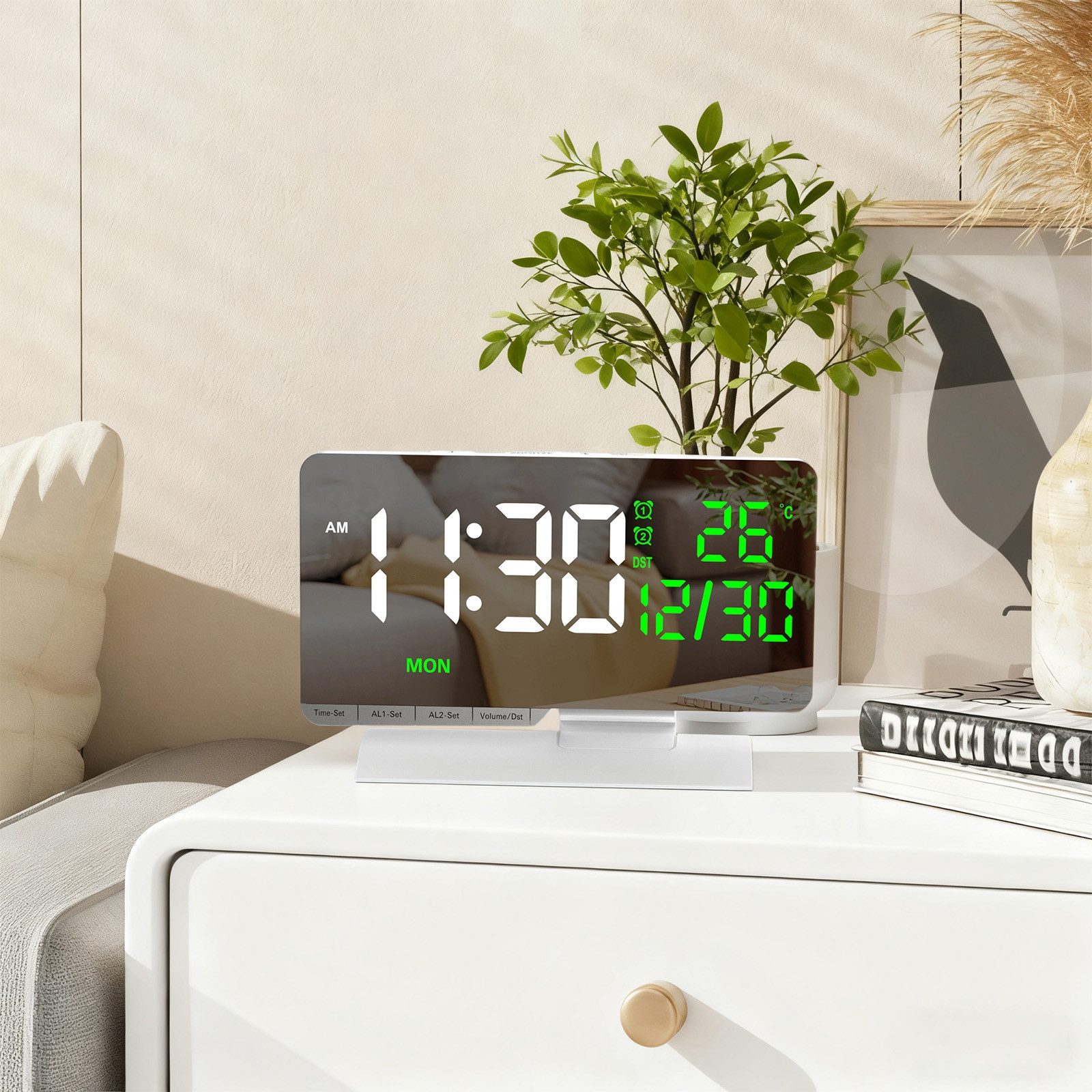 REDOM Wecker Digitalwecker LED mit Spiegelanzeige Tischuhr Alarmuhr mit Dop günstig online kaufen