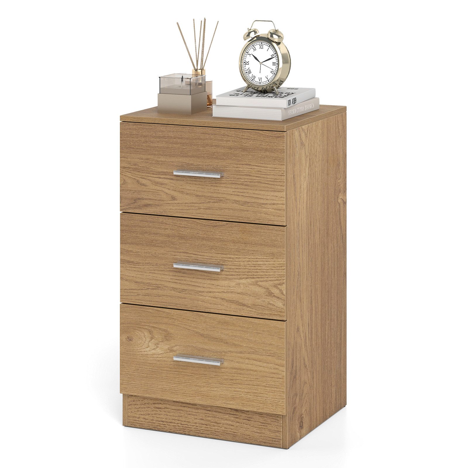 COSTWAY Nachttisch Aktenschrank (1-St), mit 3 Schubladen, Holz, 38x35x66cm