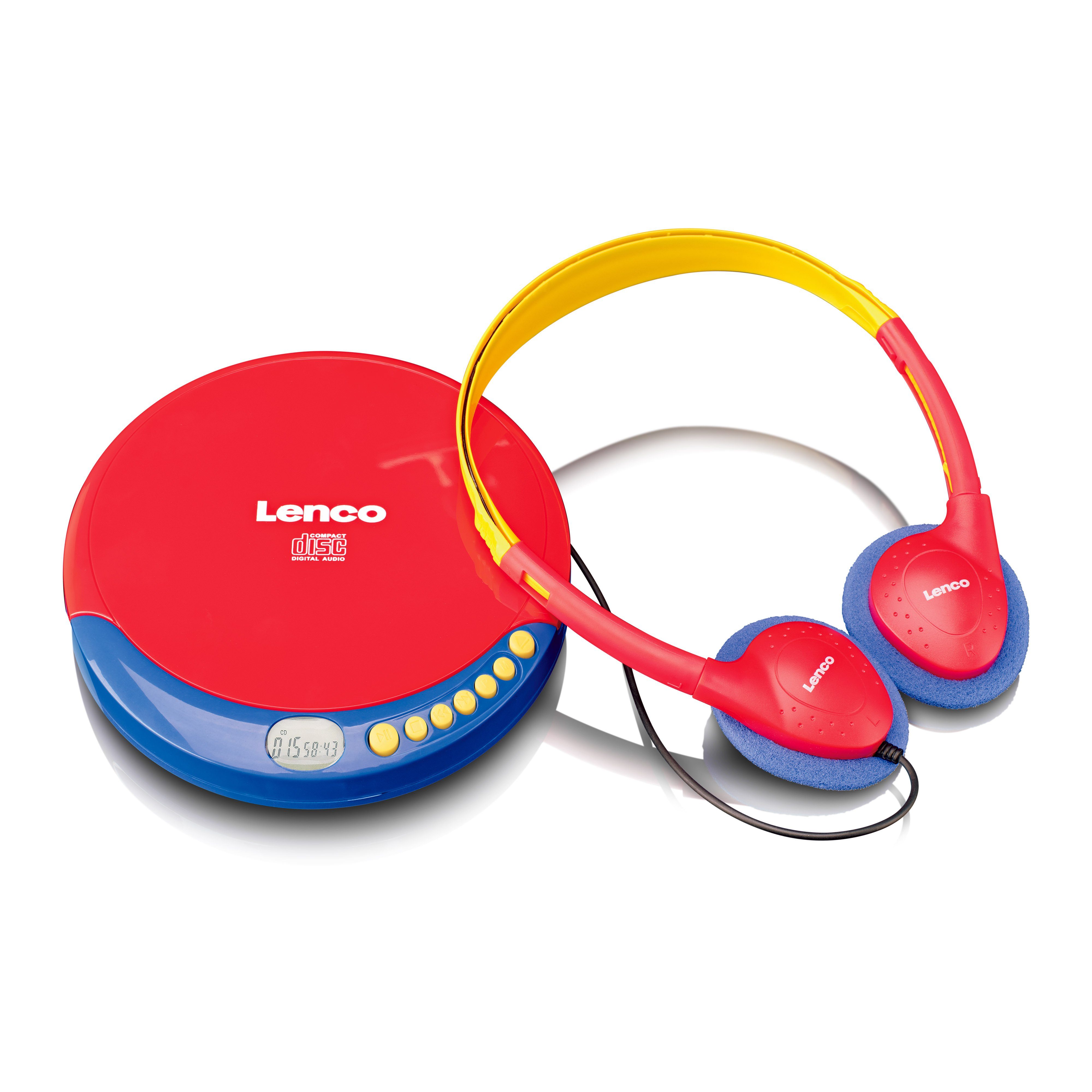 Lenco CD-021KIDS CD-Player (Kinder CD-Player mit Schallschutz, inkl. Kopfhörer & Batterien)