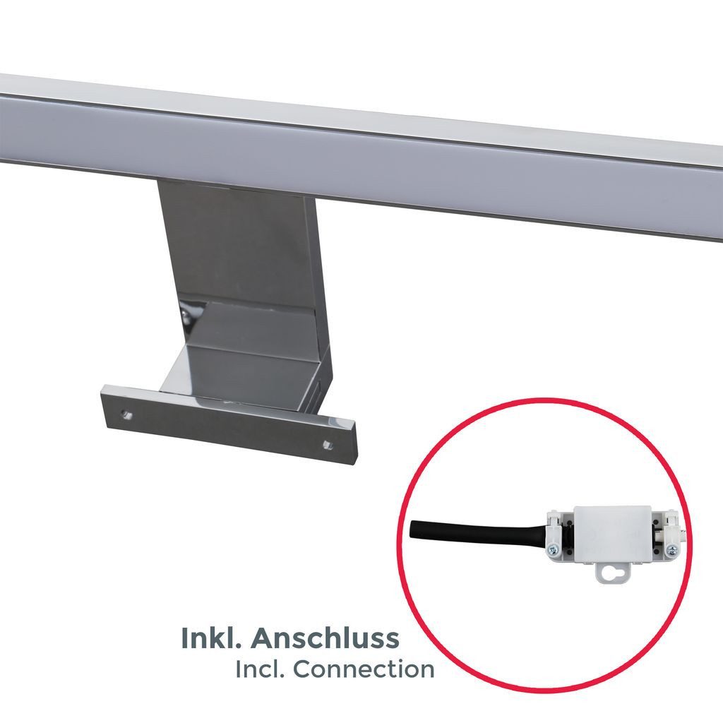 B.K.Licht LED Spiegelleuchte Badleuchte LED Spiegelleuchte Badezimmer IP44 chrom BKL1113, LED fest integriert, 3000K - Warmweiß, 4000K Schminklicht 8W 780lm Badezimmer-Beleuchtung Spiegelschrank Flur