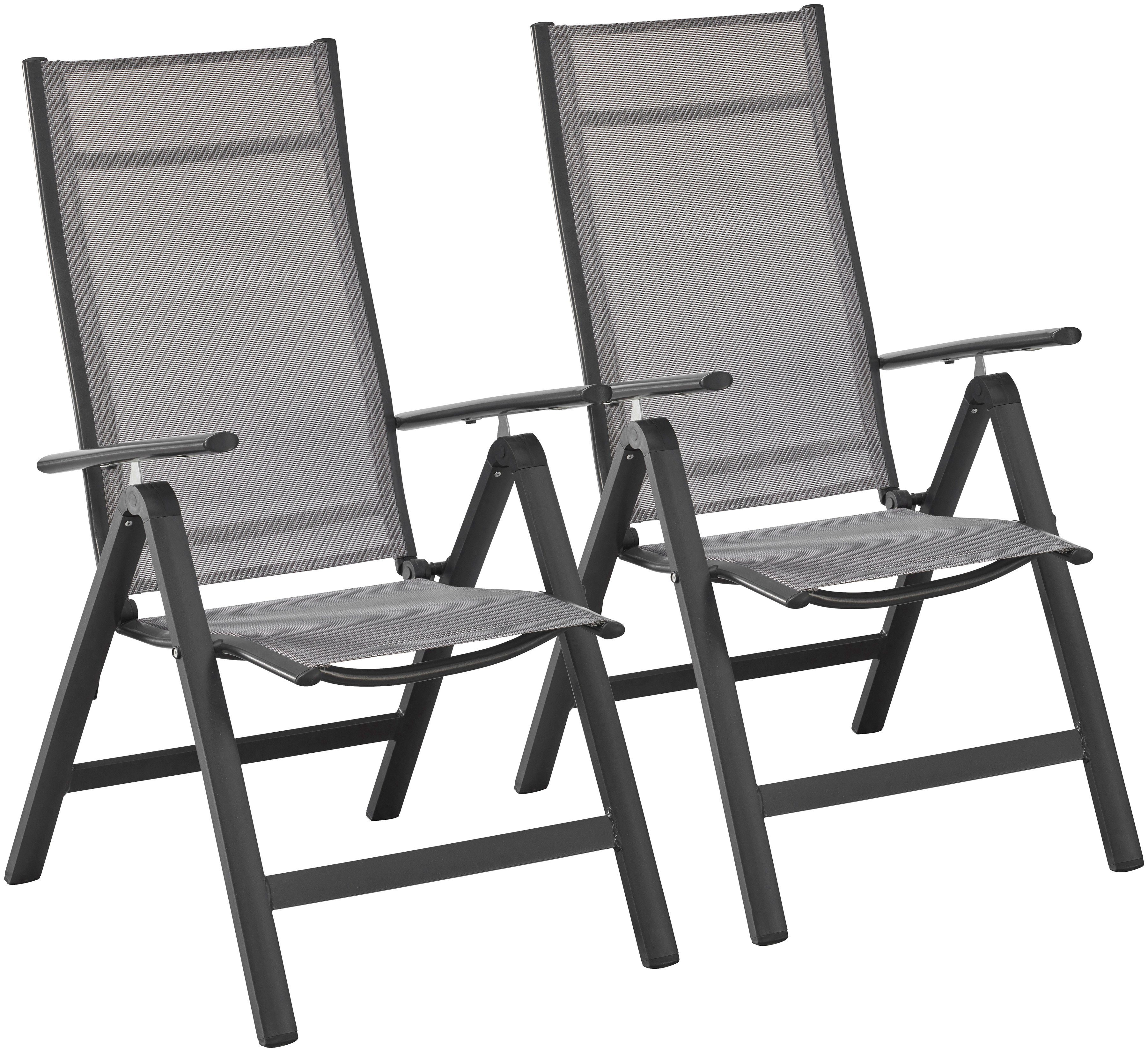 MERXX Gartenstuhl Amalfi (Set, 2 St), 2er Set, Alu/beschichtetes Textil, verstellbar