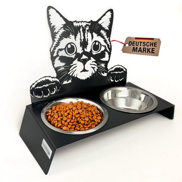 trendforge Futternapf Katzen Futterstation mit Hochwertigen Edelstahl Katzennäpfen, Edelstahl, Spezielles Design, Super einfache Reinigung
