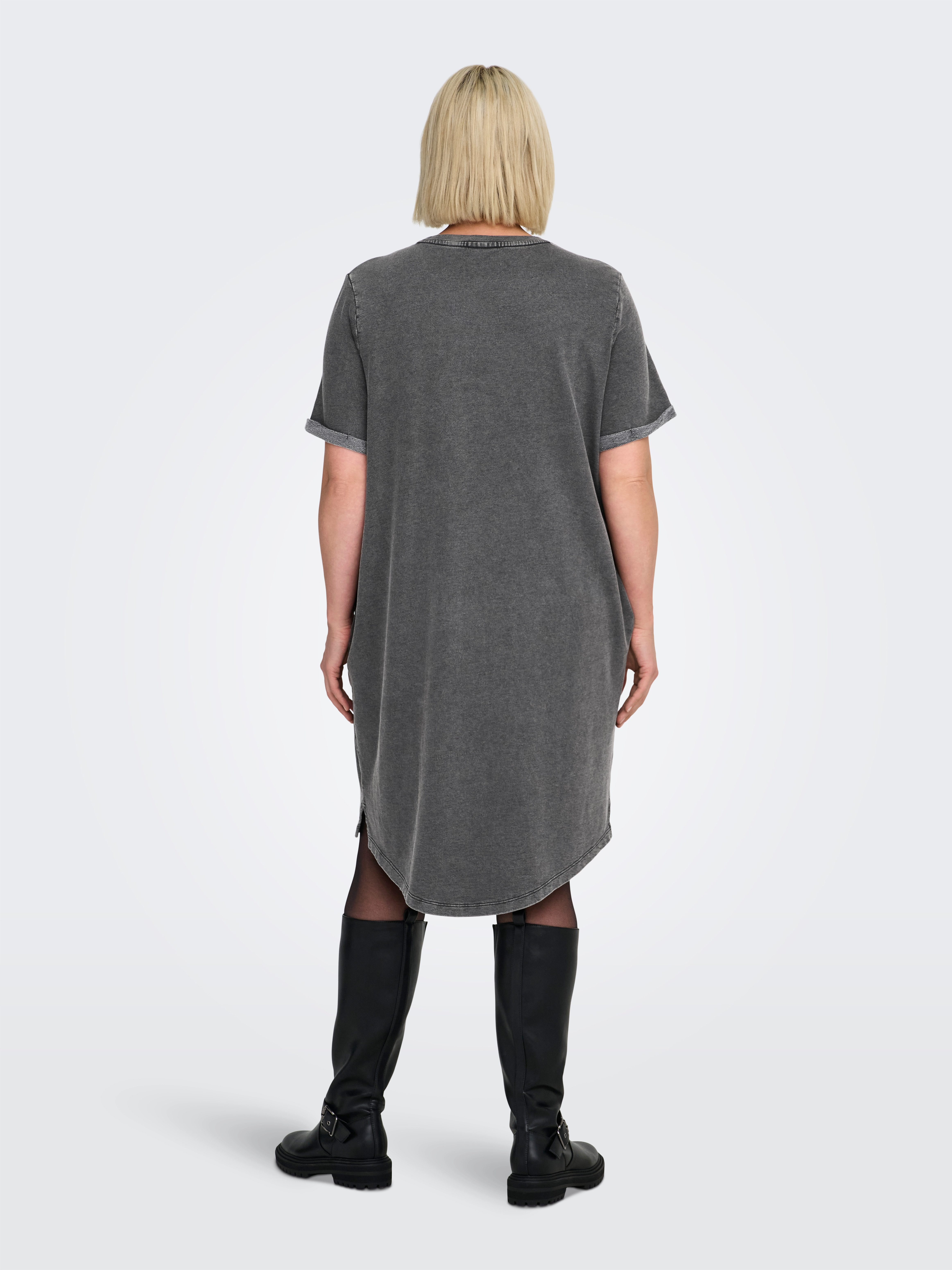 ONLY CARMAKOMA Jerseykleid CARKAYLEE SS QUOTE BLK DRESS JRS
