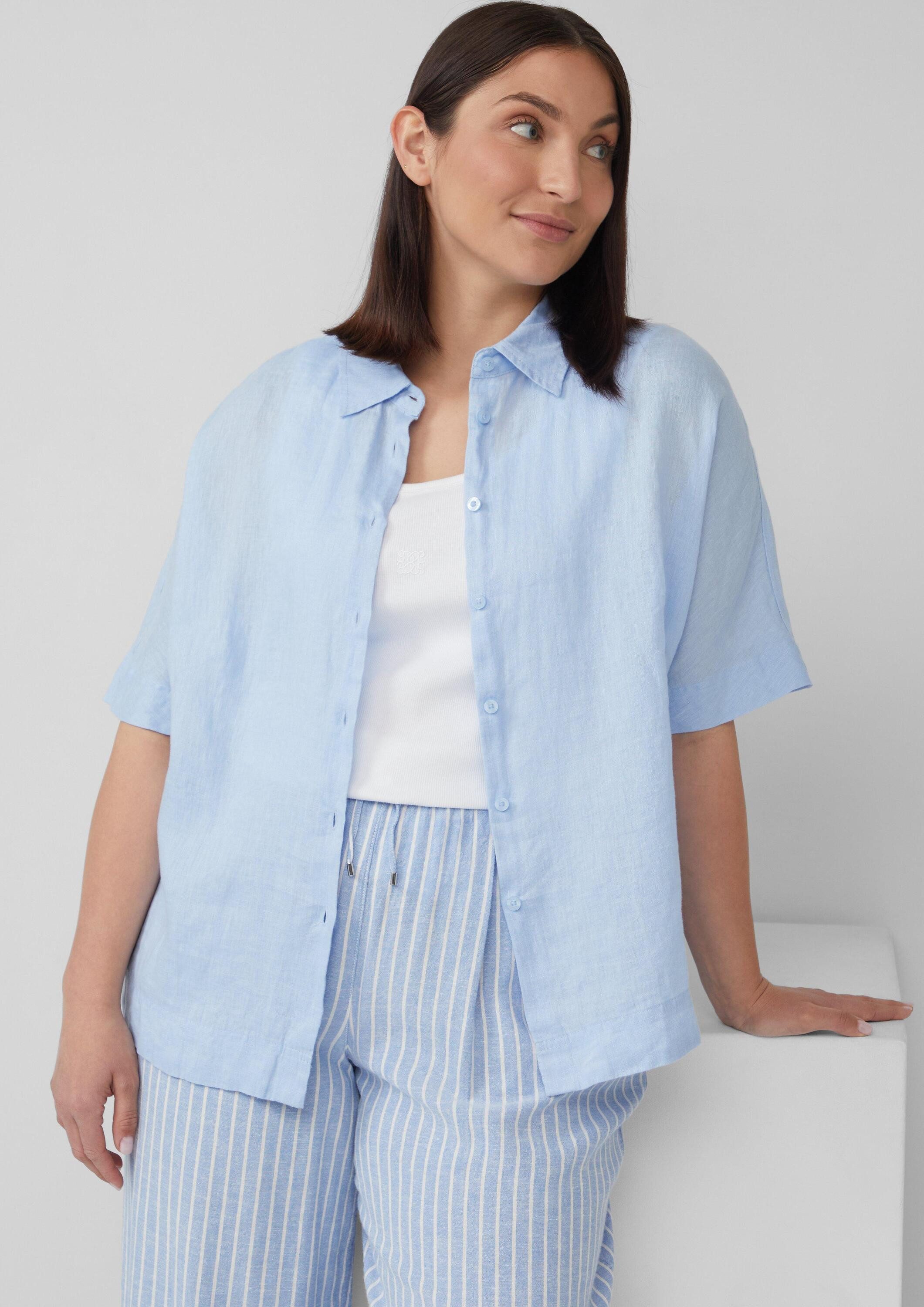 s.Oliver Kurzarmbluse Bluse Verkürzte Bluse aus Leinen im Relaxed Fit günstig online kaufen