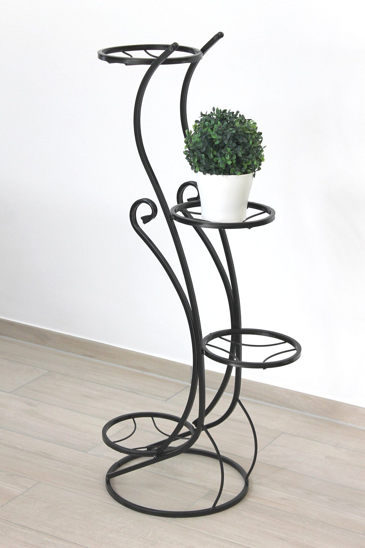 DanDiBo Blumenständer Metall Schwarz 96 cm Blumentreppe mit 4 Ablagen KW410, Blumensäule Pflanzensäule Pflanzenständer