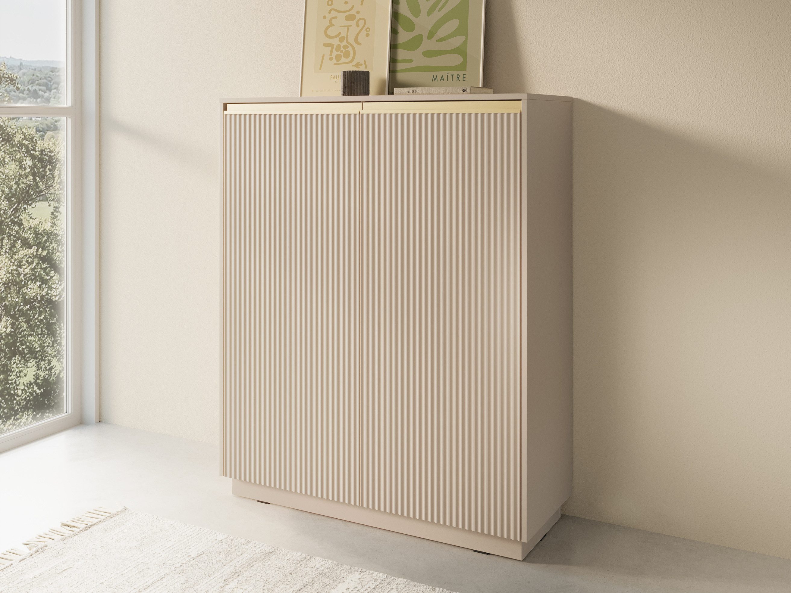 MOEBLO Kommode Delu KW-104 (Elegante und funktionale Kommode mit großzügigem Stauraum, ideal für moderne Innenräume, Sideboard Wohnzimmer Kommode Schlafzimmer Komodenschrank Highboard), -(BxHxT):104x185x39 cm