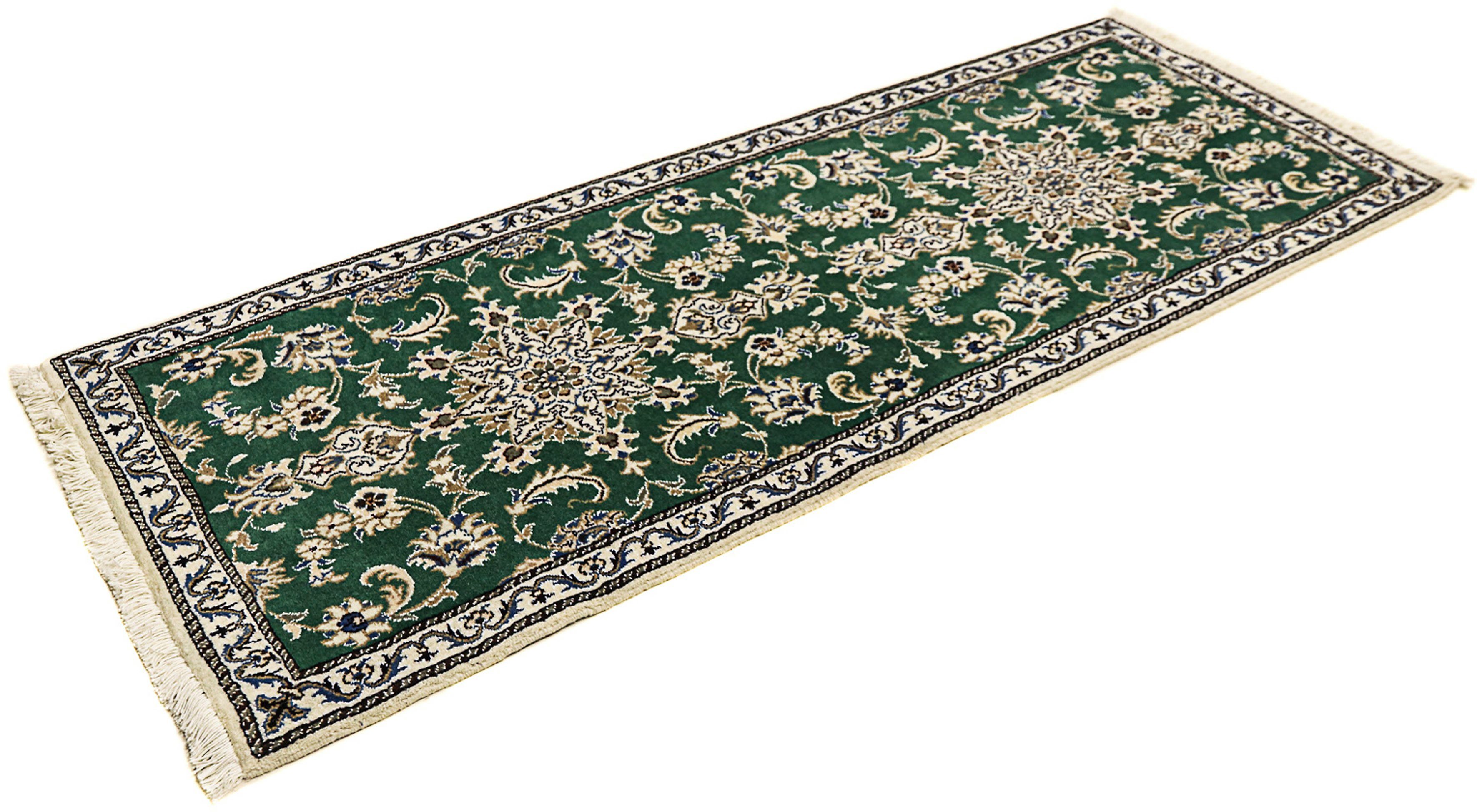 Orientteppich Perser - Nain - 200 x 74 cm - dunkelgrün, morgenland, rechteckig, Höhe: 12 mm, Wohnzimmer, Handgeknüpft, Einzelstück mit Zertifikat | Kurzflor-Teppiche