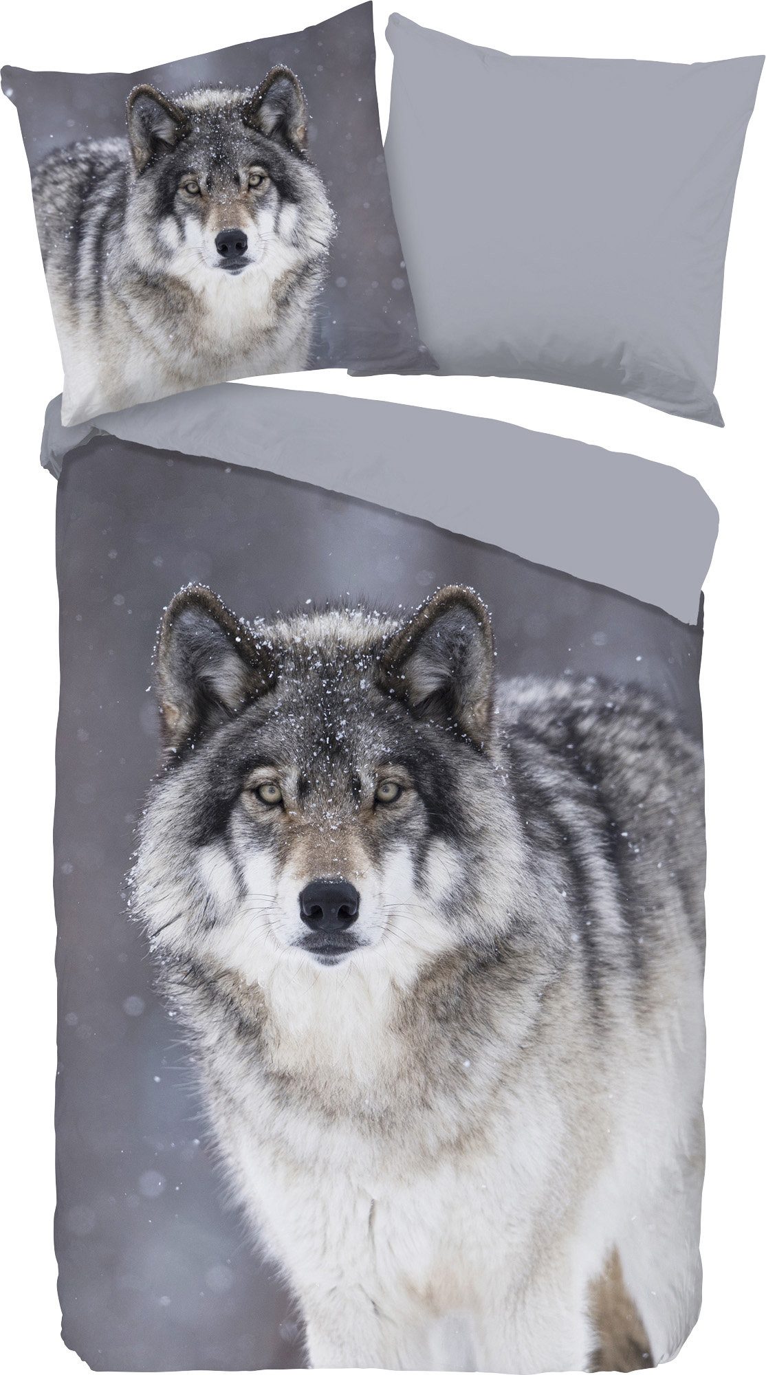 good morning Bettwäsche Wendebettwäsche "Wolfie", Baumwolle, Flanell Motiv: Hund/Tiermotive: Wolf