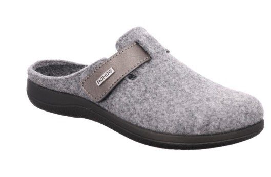 Rohde Bari Pantoffel Hausschuh, Clog mit Klettverschluss-Riemchen