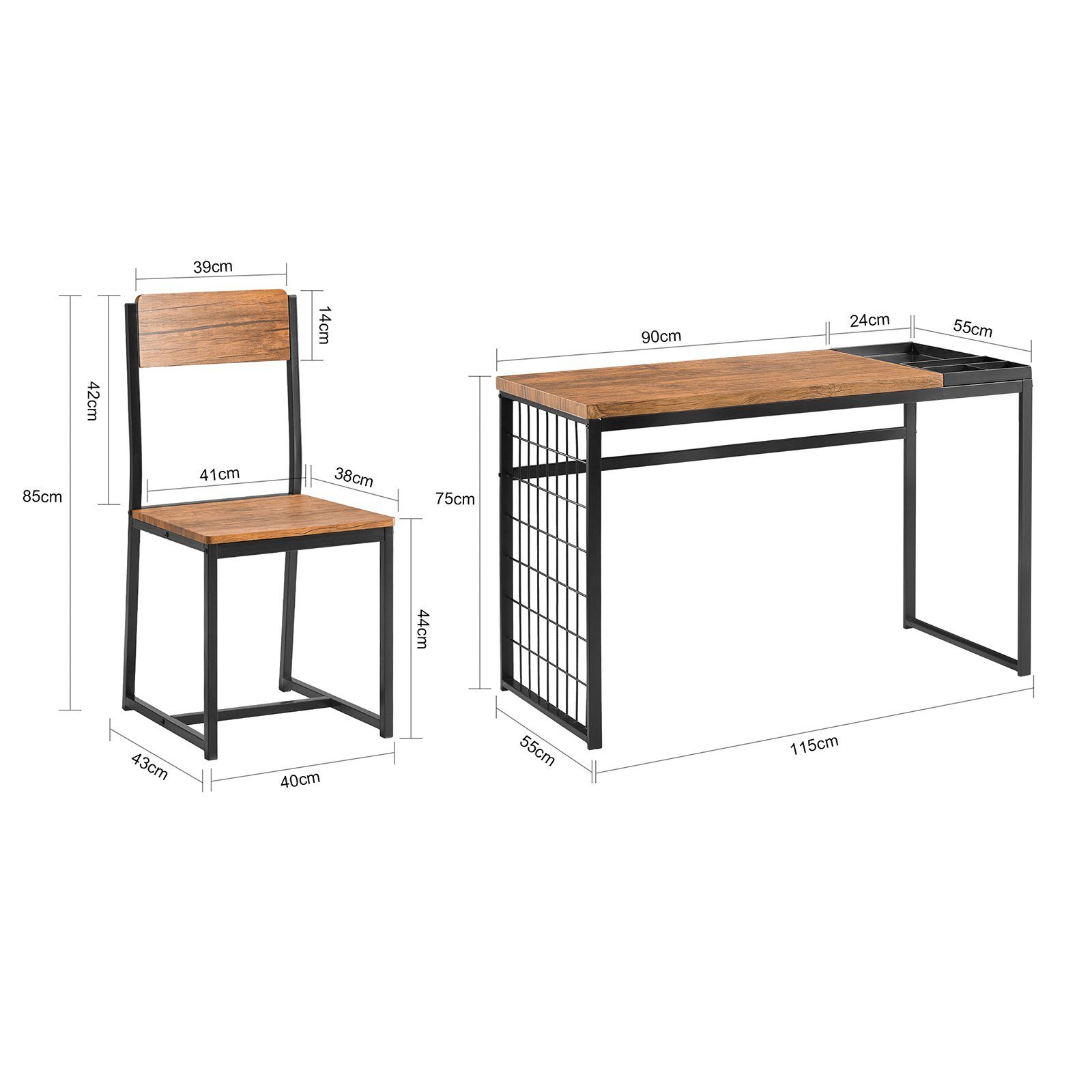 SoBuy Schreibtisch FWT60, Schreibtisch mit Esstisch Computertisch Arbeitstisch Stuhl Homeoffice