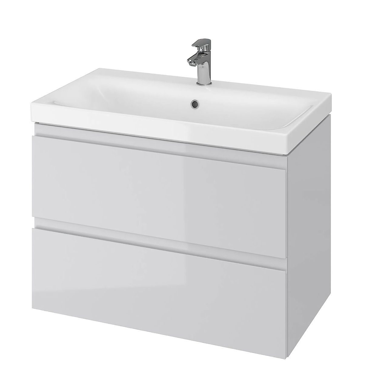KOLMAN Waschbeckenunterschrank Badmöbel Set MODUO SLIM 80 Badezimmerschrank mit Schubladen & Keramikwaschbecken Grau | Waschbeckenunterschränke