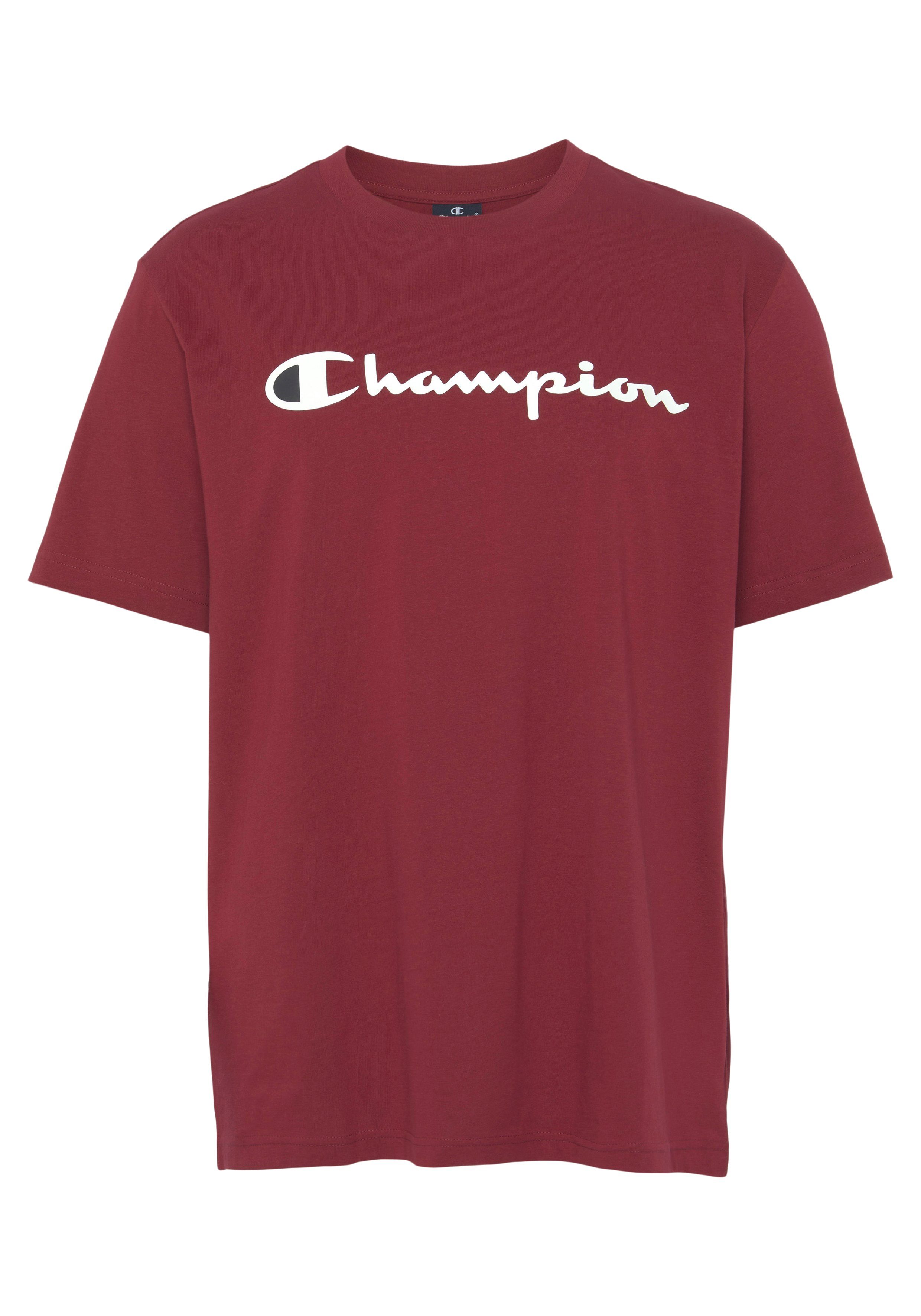 Classic Champion Logo Crewneck T-Shirt T-Shirt bordeaux large