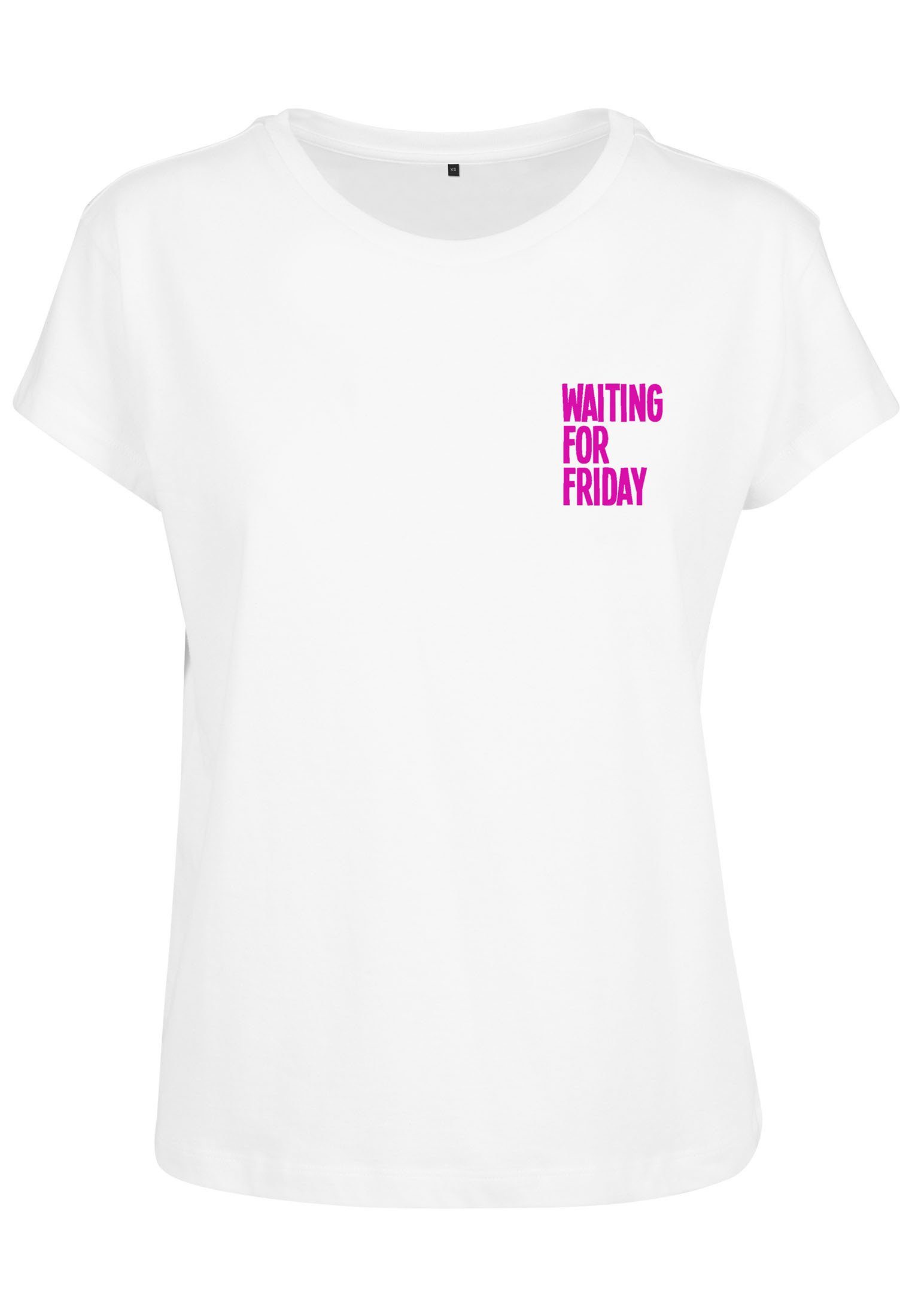 For Waiting Friday Tee white/pink Mister Damen T-Shirt Ladies Tee Box (1-tlg) MisterTee