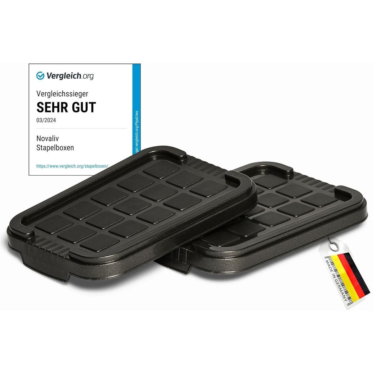 Novaliv Aufbewahrungsbox 30529-2 (2 St), Novaliv 2x Ersatzdeckel 2 Liter mit Clipverschluss 19x14 cm Antrazit