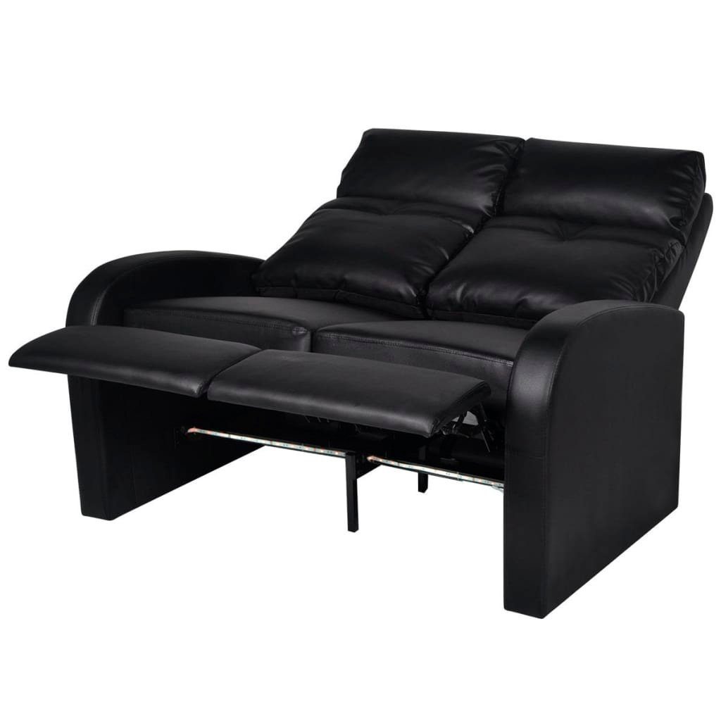 vidaXL Sofa Relaxsessel 2-Sitzer Schwarz Kunstleder mit LED