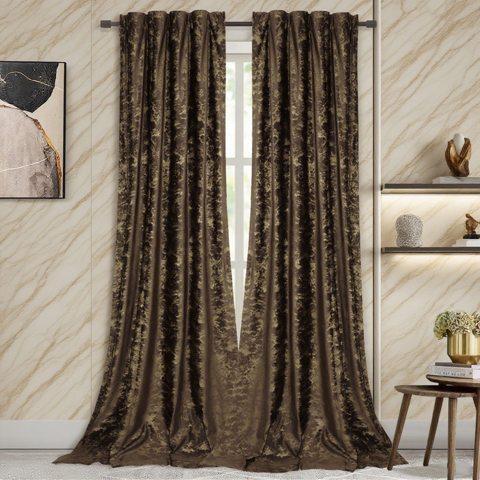 BTTO V&G Verdunkelungsvorhang Gardinen-Sets 2St, Samt Multifunktionsband mi günstig online kaufen