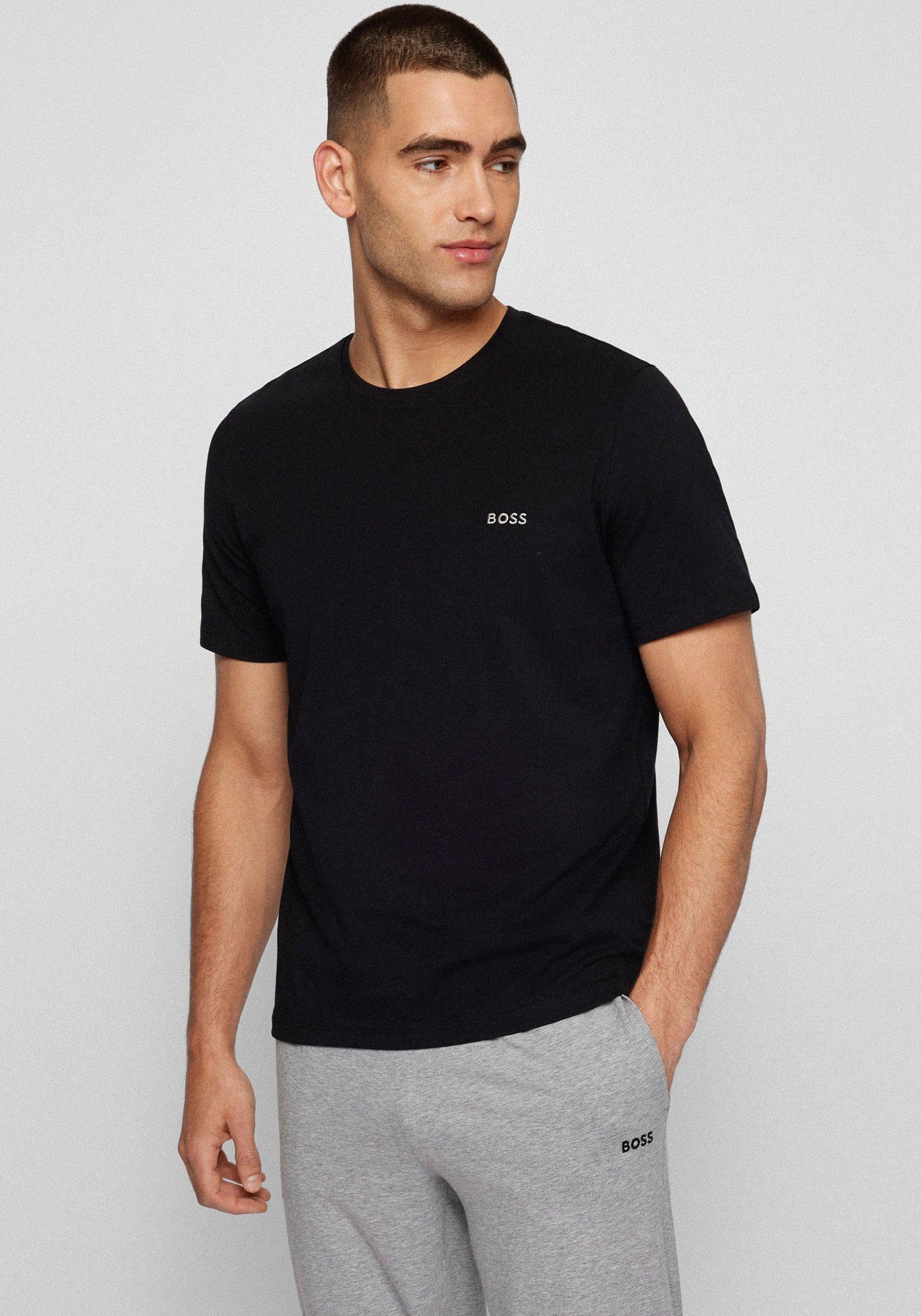BOSS T-Shirt mit Brustlogo schwarz