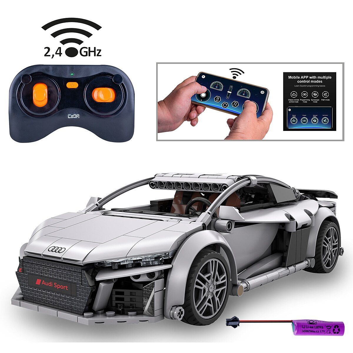 Jamara CaDA Audi R8 Coupé 1:14 grau 2,4GHz Bricks