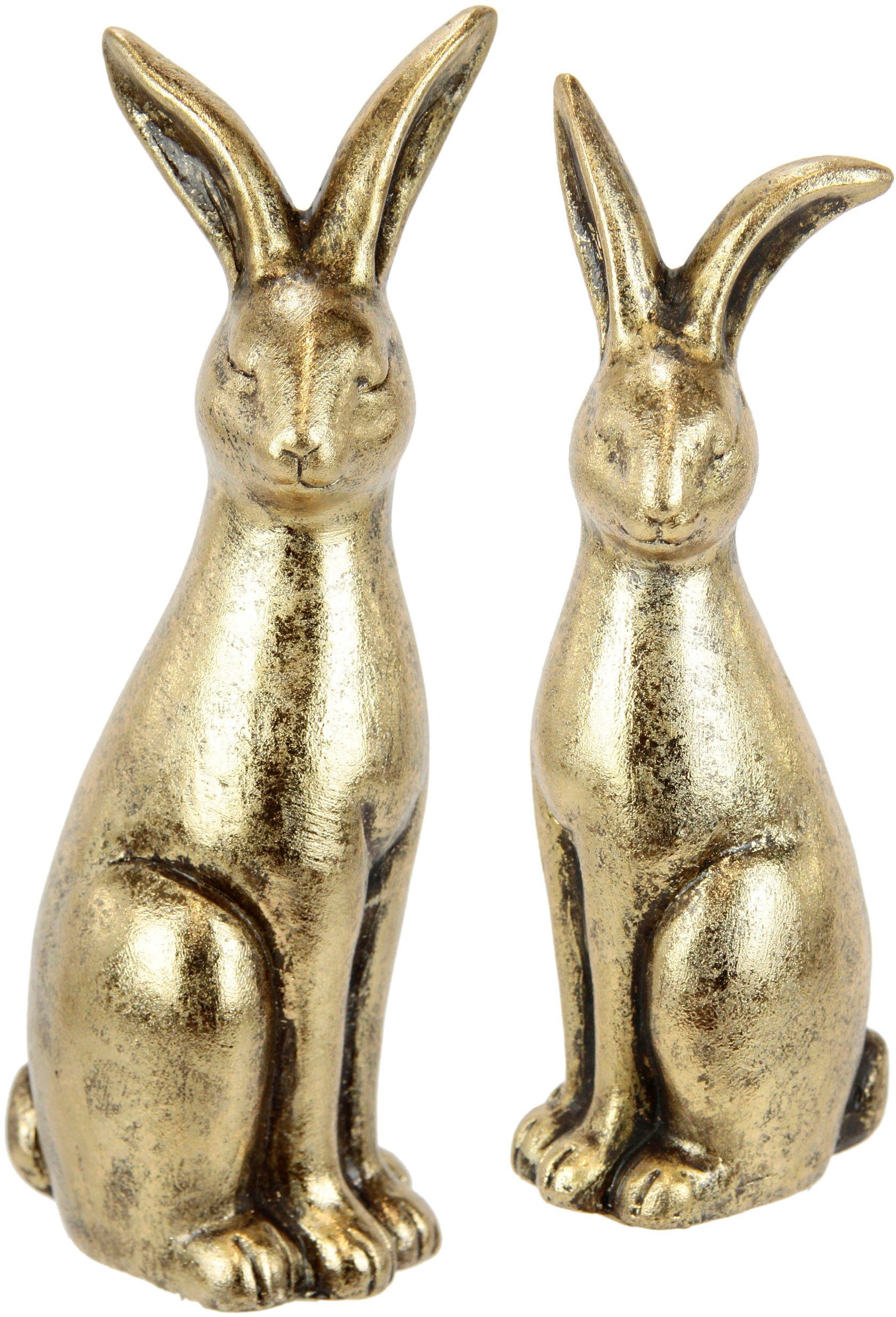 I.GE.A. Osterhase Hasen Paar, Ostern Osterfigur (Set, 2 St), Osterdeko, Dekofigur